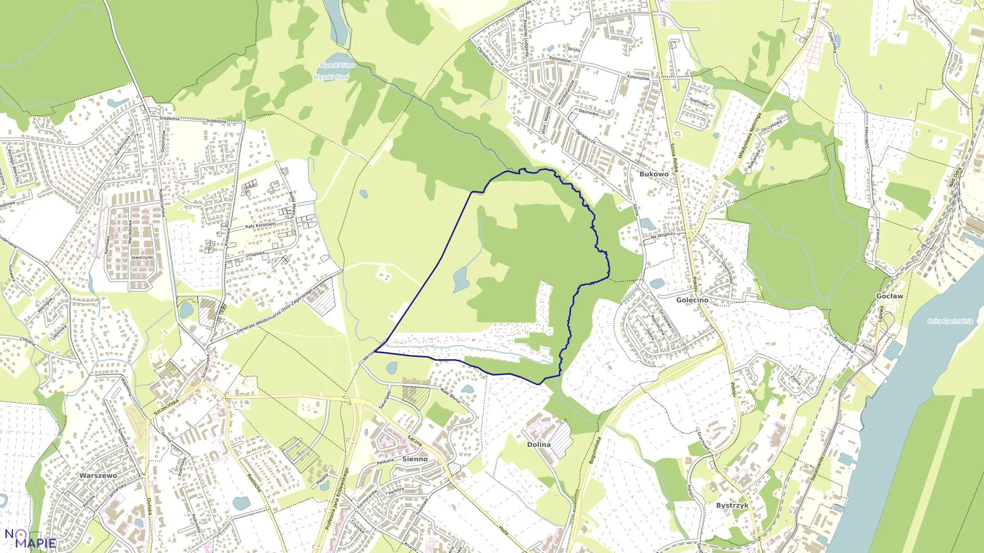 Mapa obrębu Nad Odrą 67 w mieście Szczecin