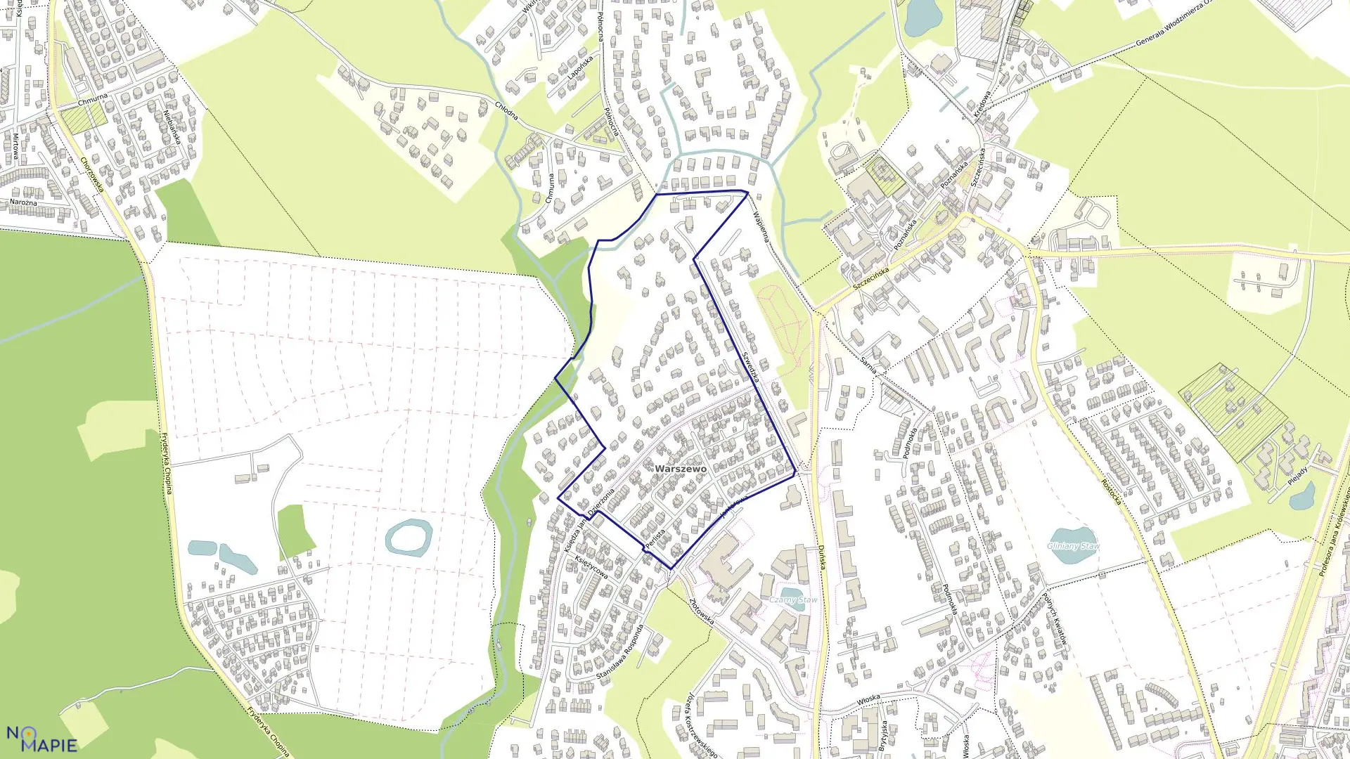 Mapa obrębu Nad Odrą 76 w mieście Szczecin