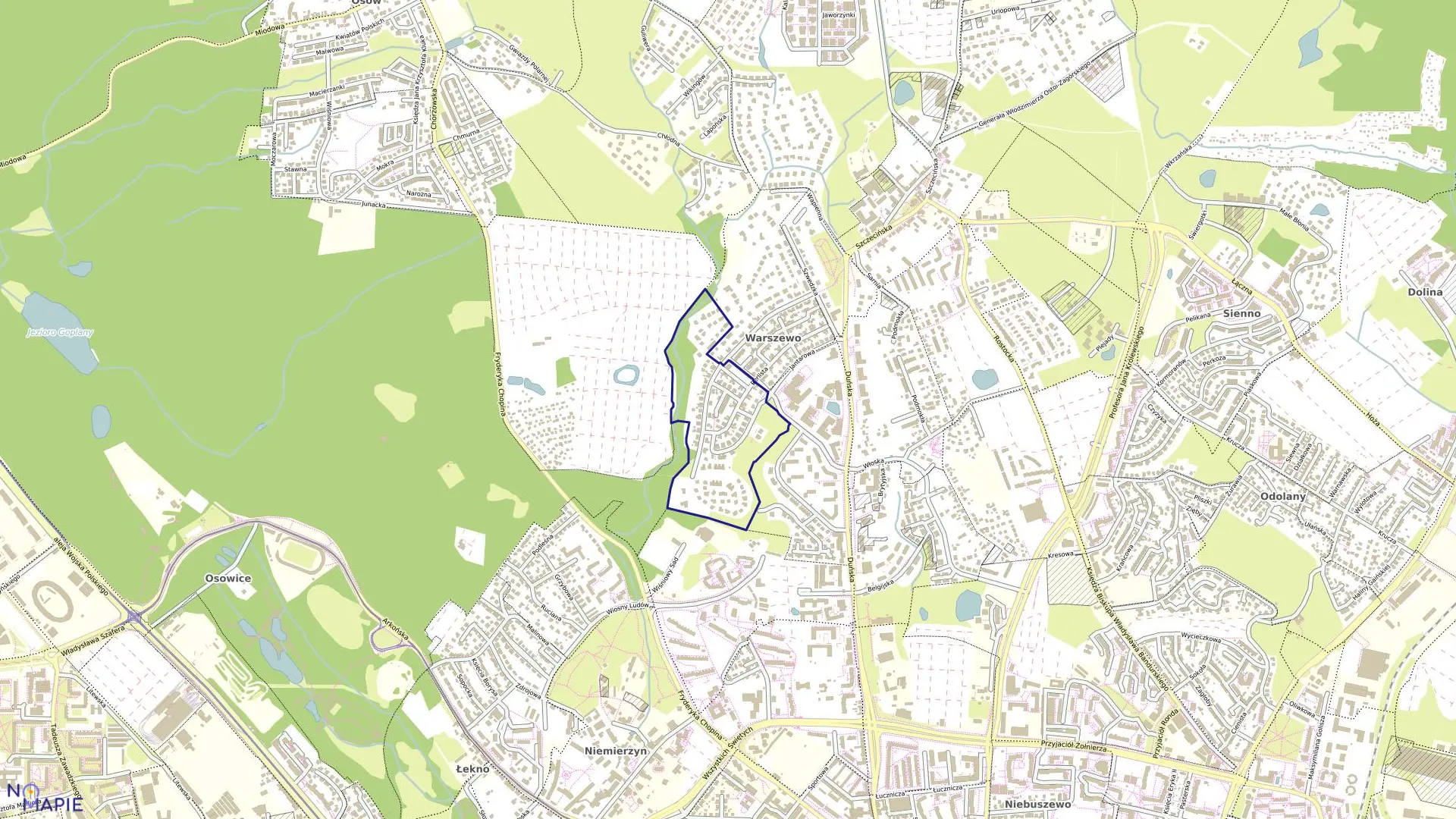 Mapa obrębu Nad Odrą 77 w mieście Szczecin