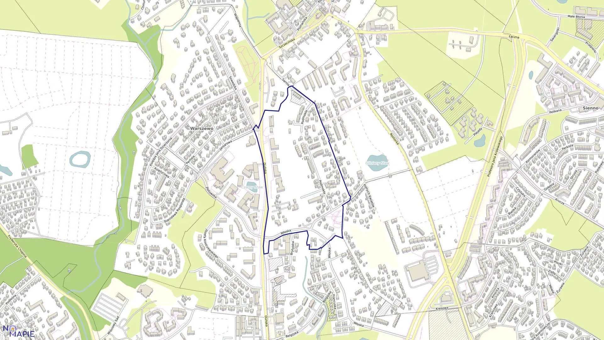 Mapa obrębu Nad Odrą 79 w mieście Szczecin