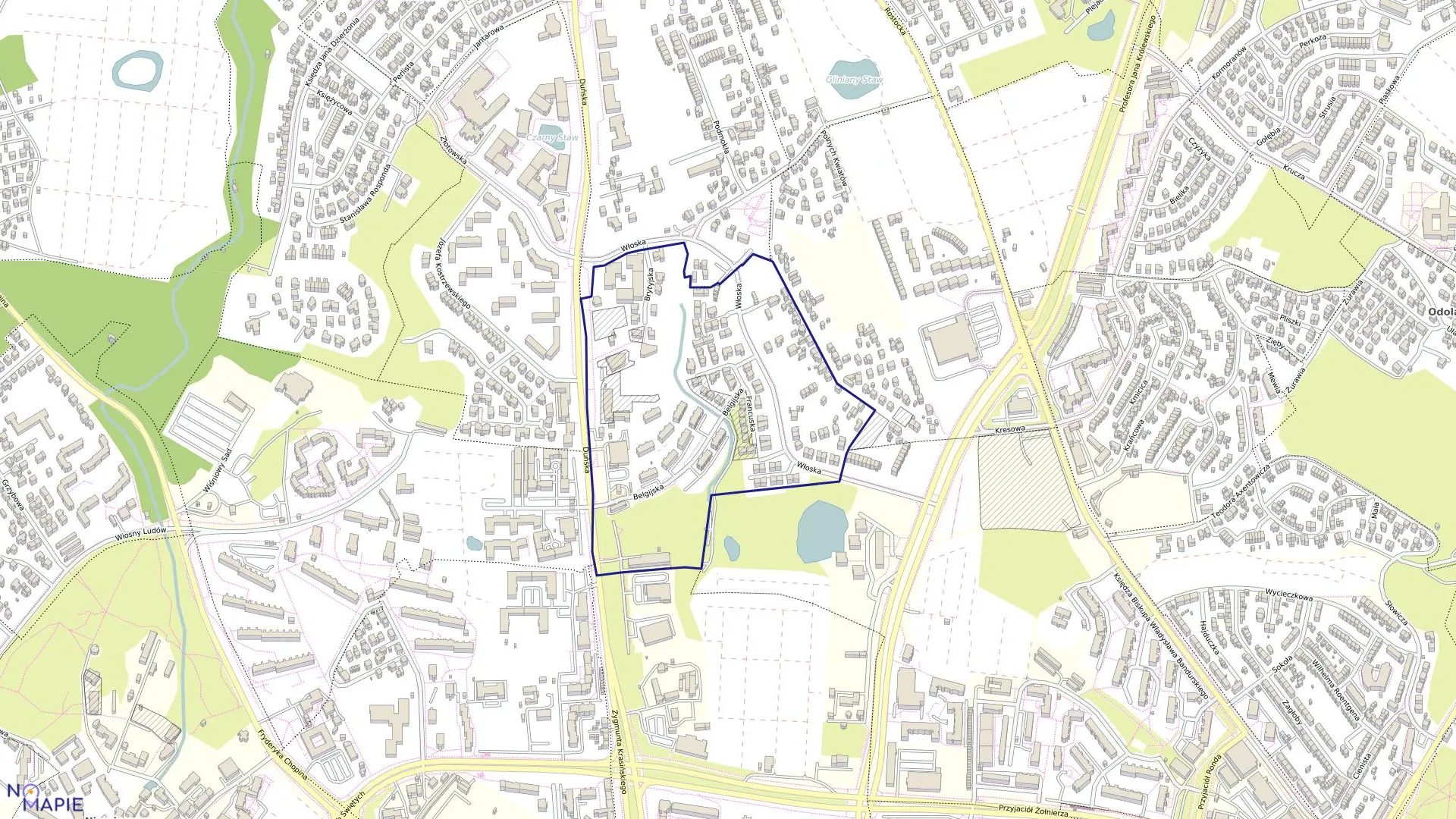 Mapa obrębu Nad Odrą 82 w mieście Szczecin