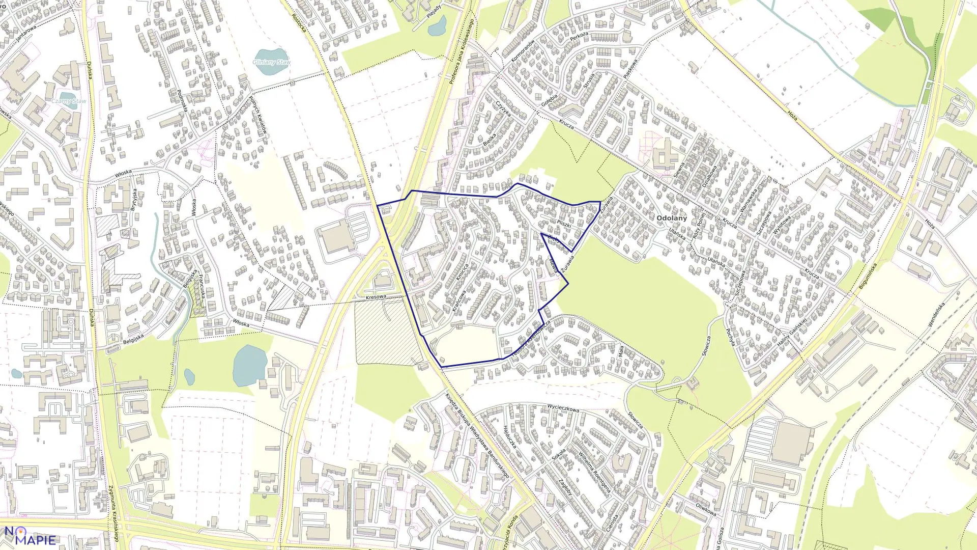 Mapa obrębu Nad Odrą 93 w mieście Szczecin