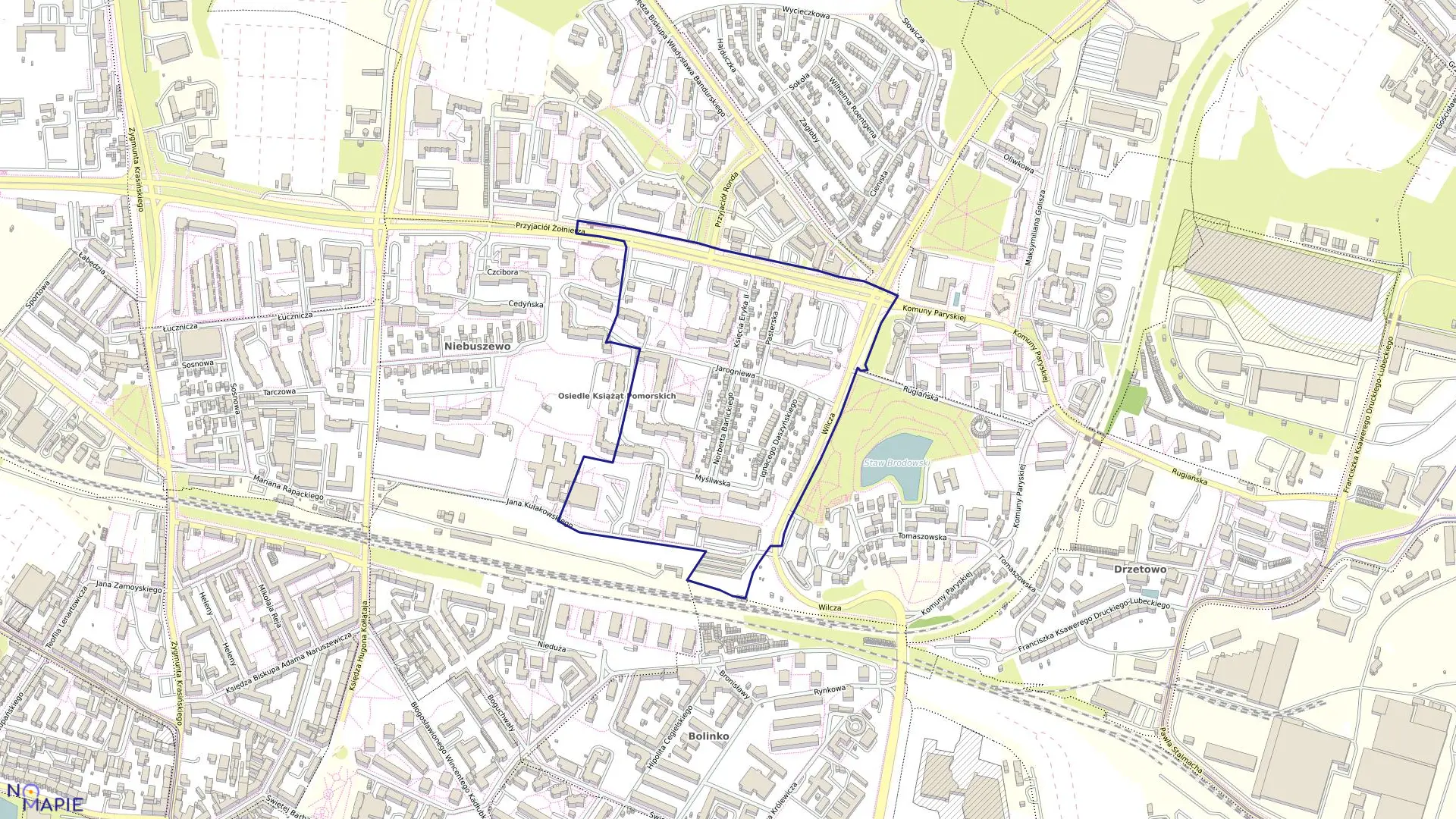 Mapa obrębu Nad Odrą 99 w mieście Szczecin