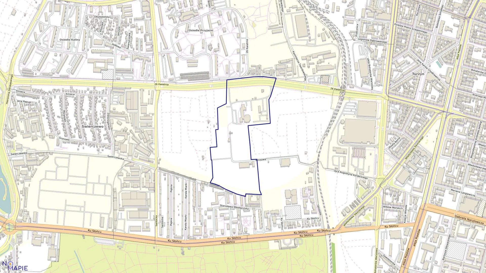 Mapa obrębu Pogodno 105 w mieście Szczecin