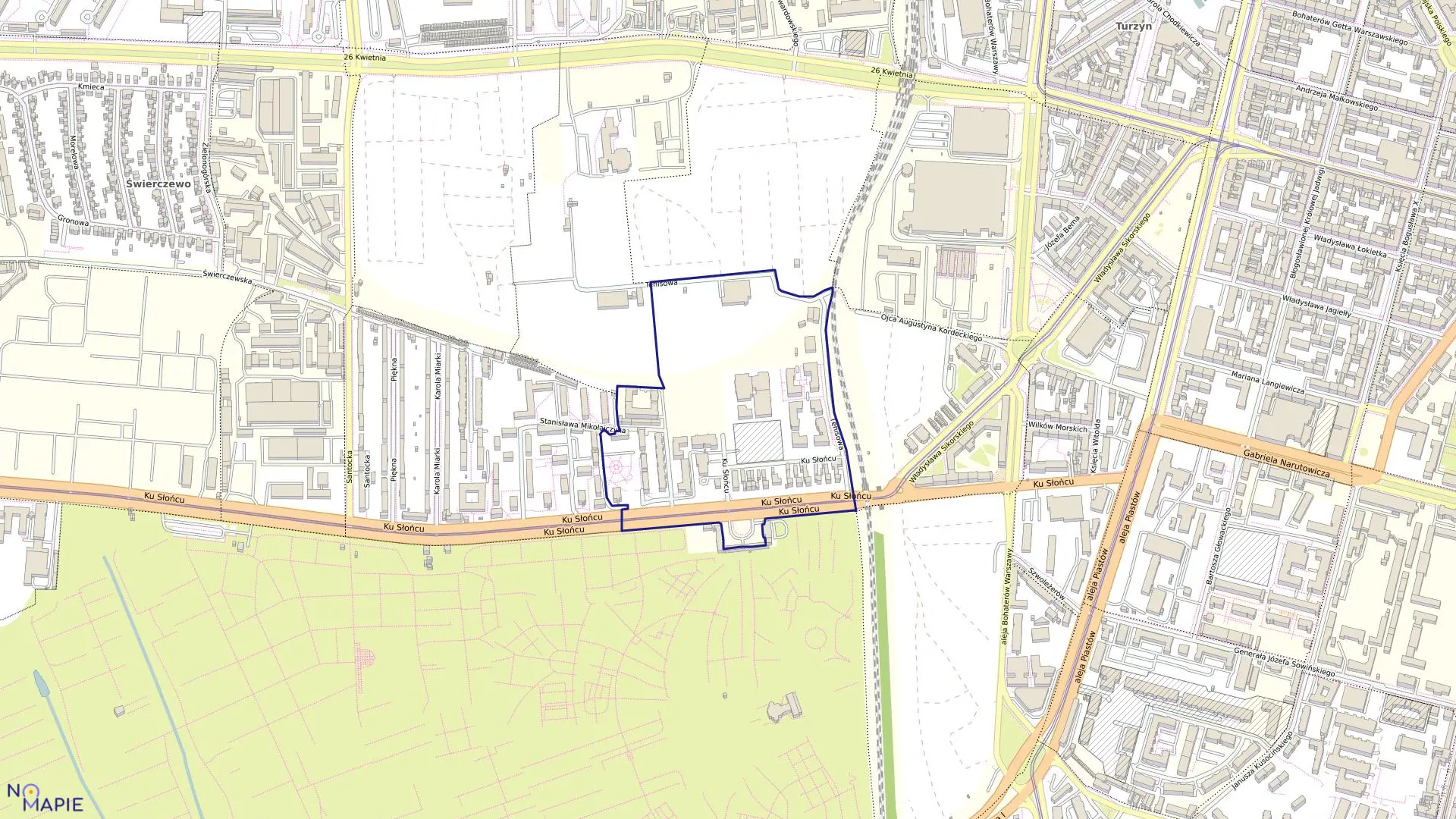 Mapa obrębu Pogodno 107 w mieście Szczecin