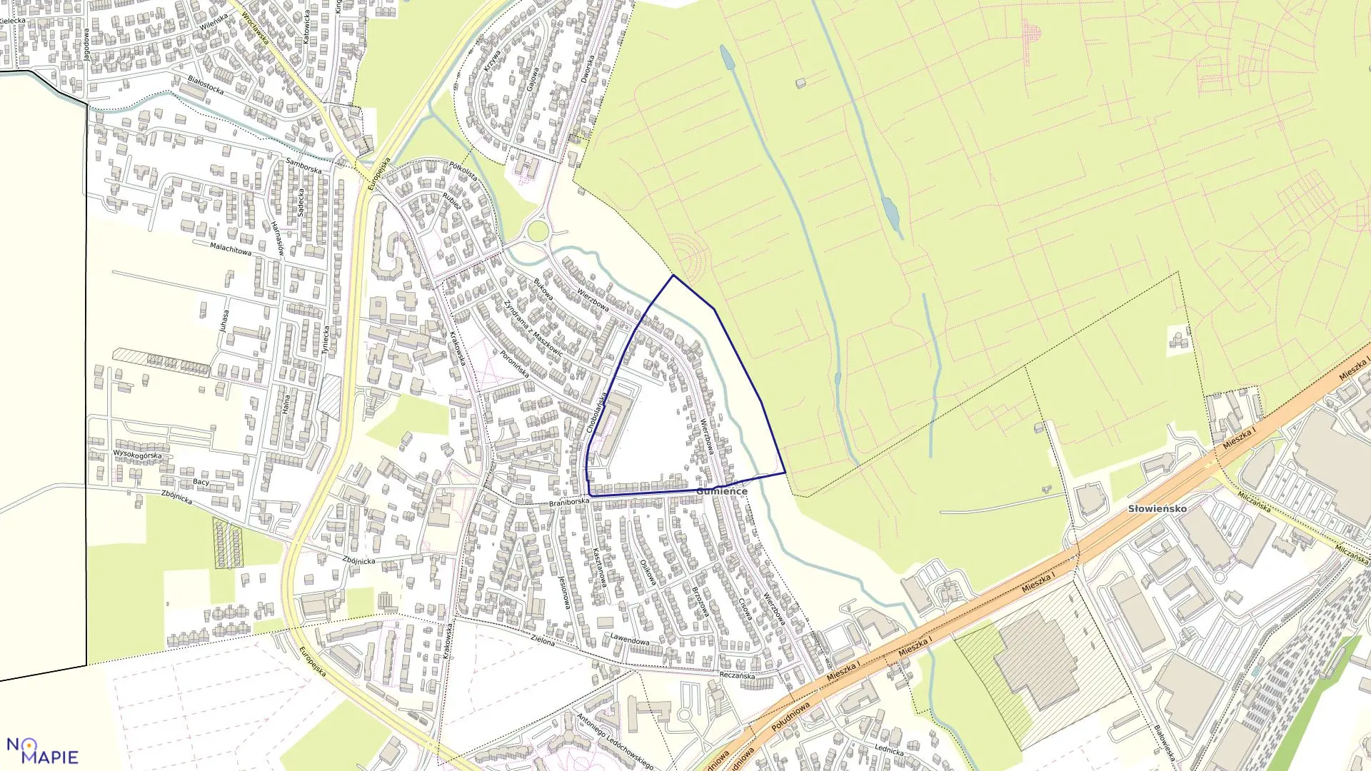 Mapa obrębu Pogodno 130 w mieście Szczecin