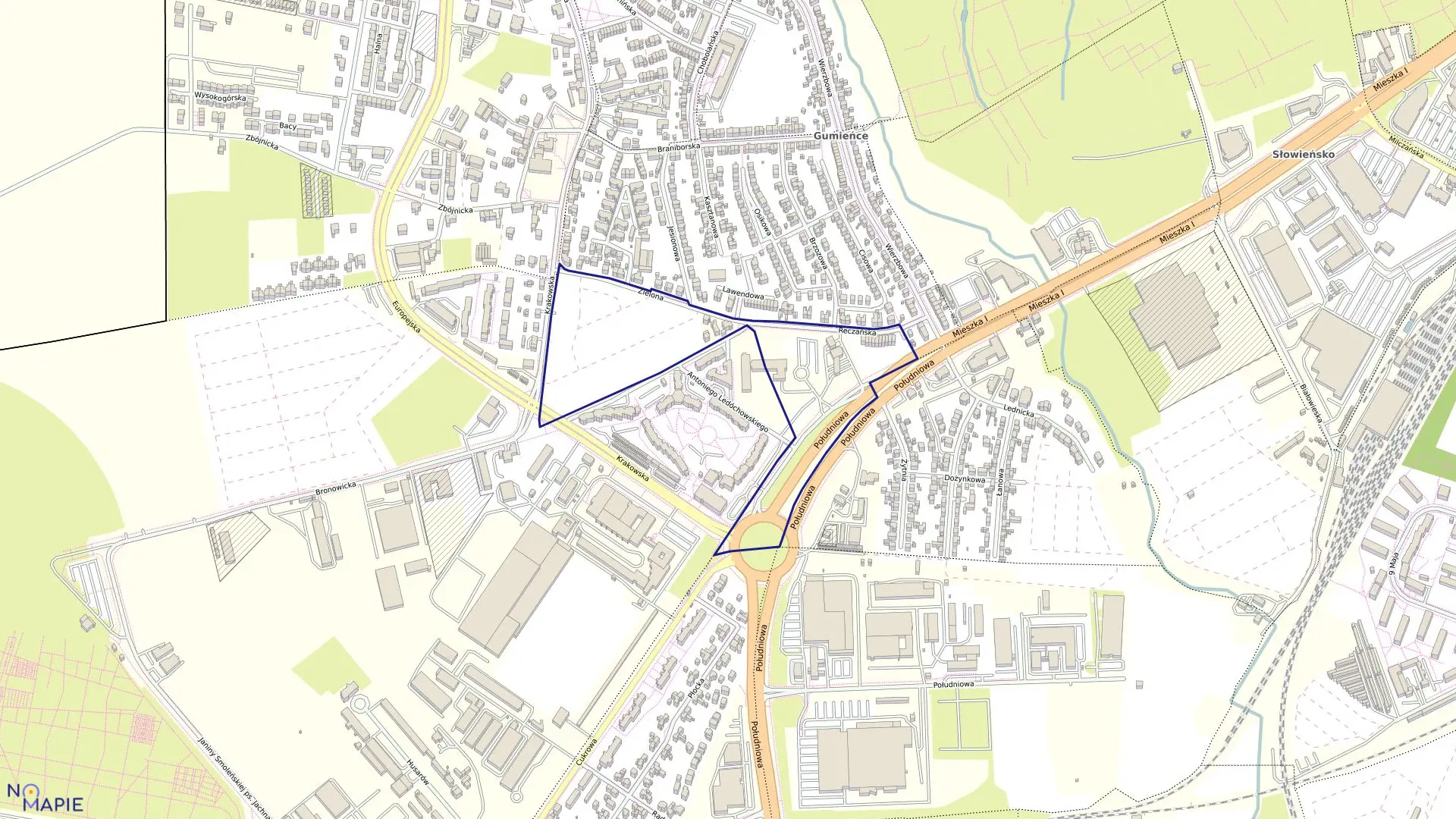 Mapa obrębu Pogodno 133 w mieście Szczecin