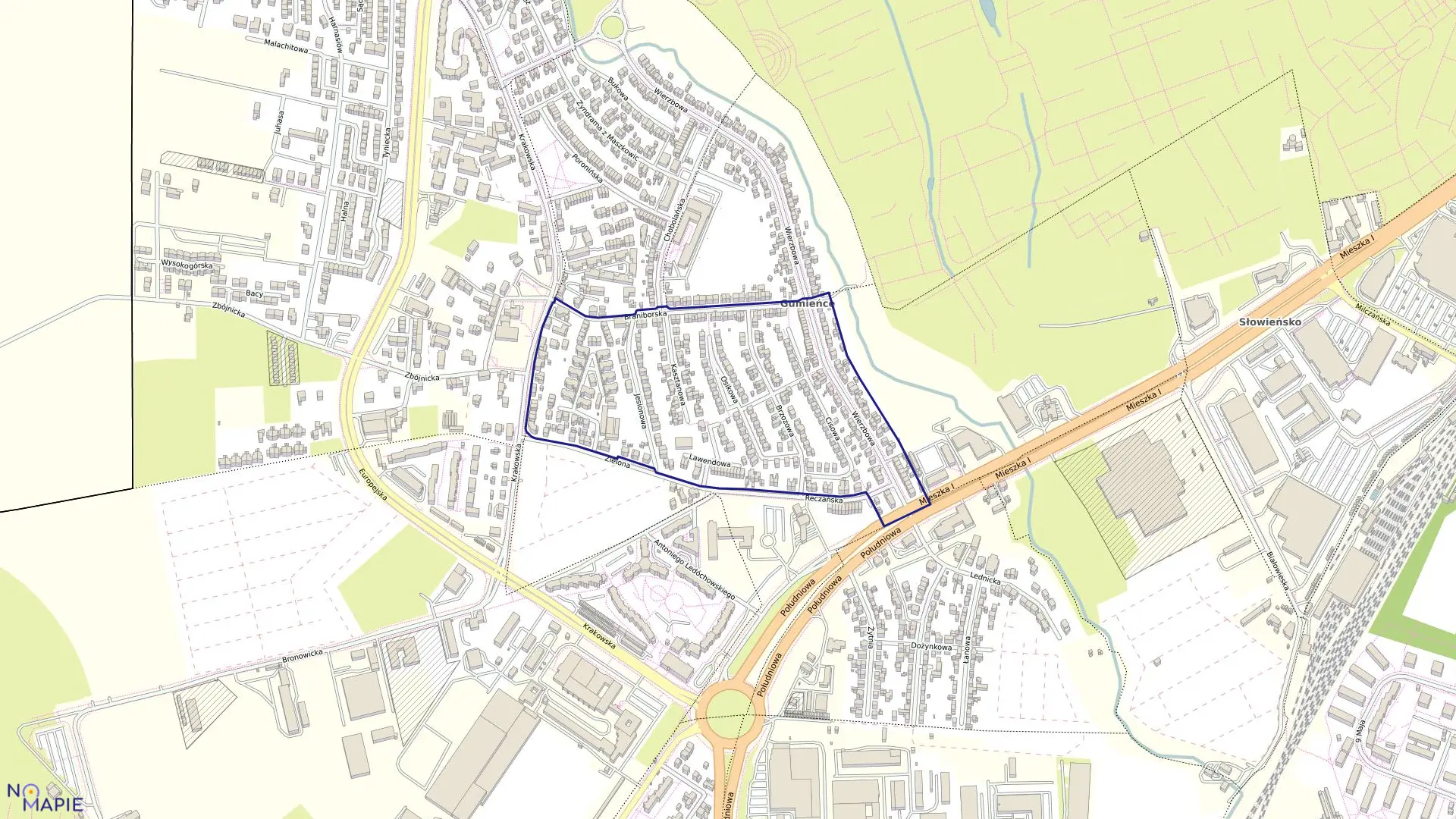 Mapa obrębu Pogodno 134 w mieście Szczecin