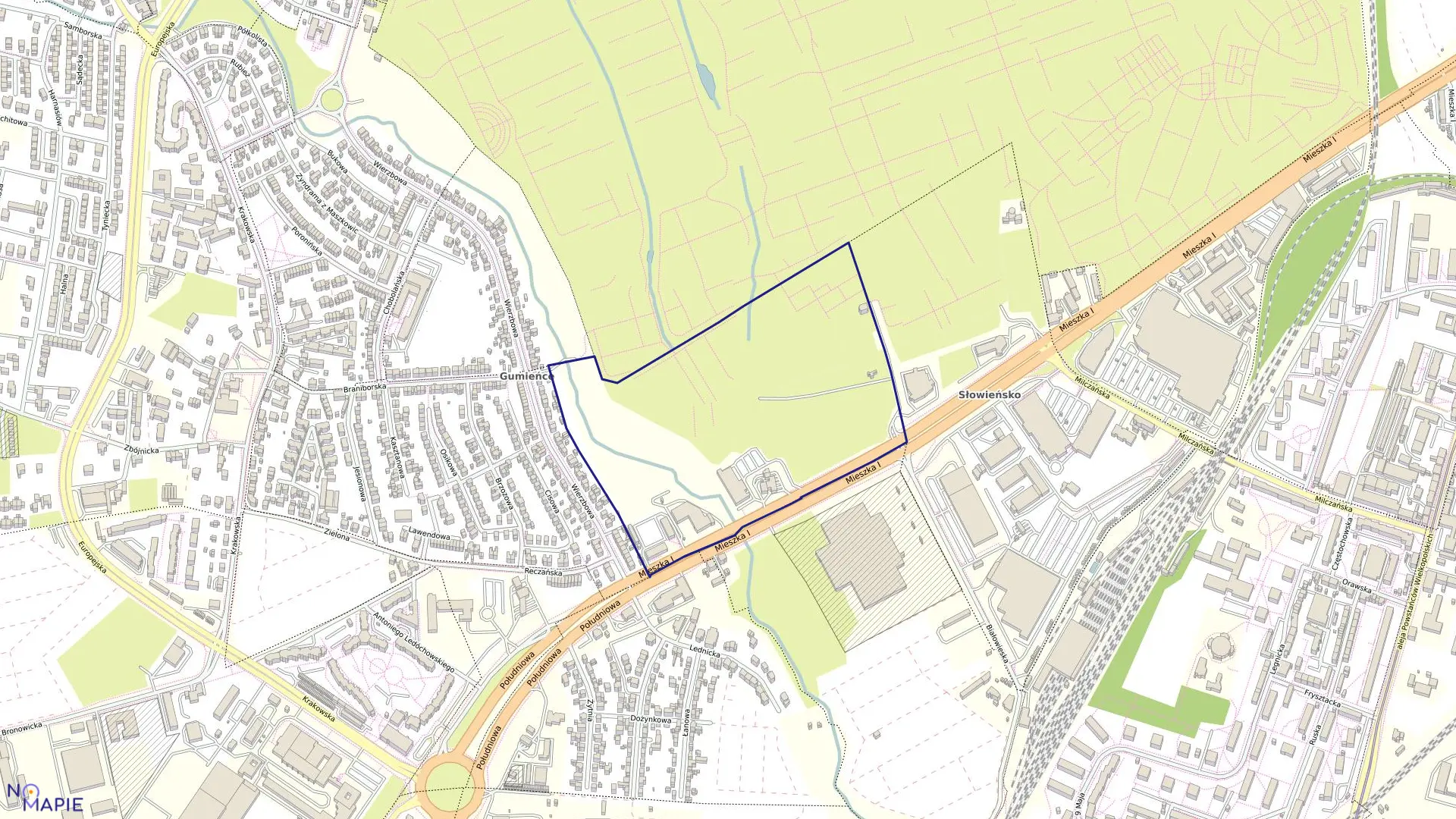 Mapa obrębu Pogodno 135 w mieście Szczecin