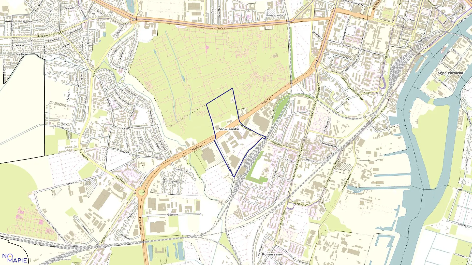 Mapa obrębu Pogodno 136 w mieście Szczecin