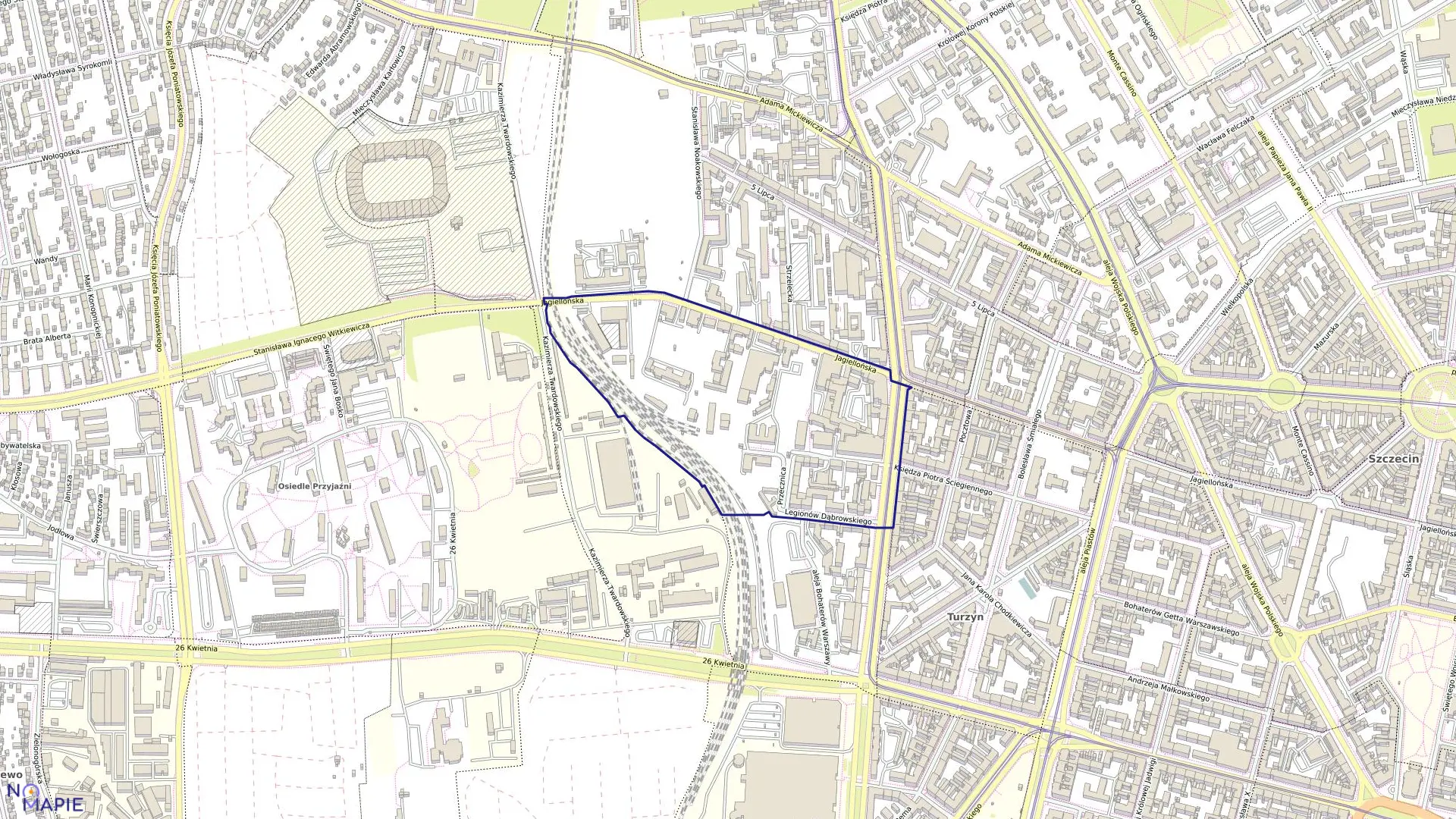 Mapa obrębu Pogodno 153 w mieście Szczecin