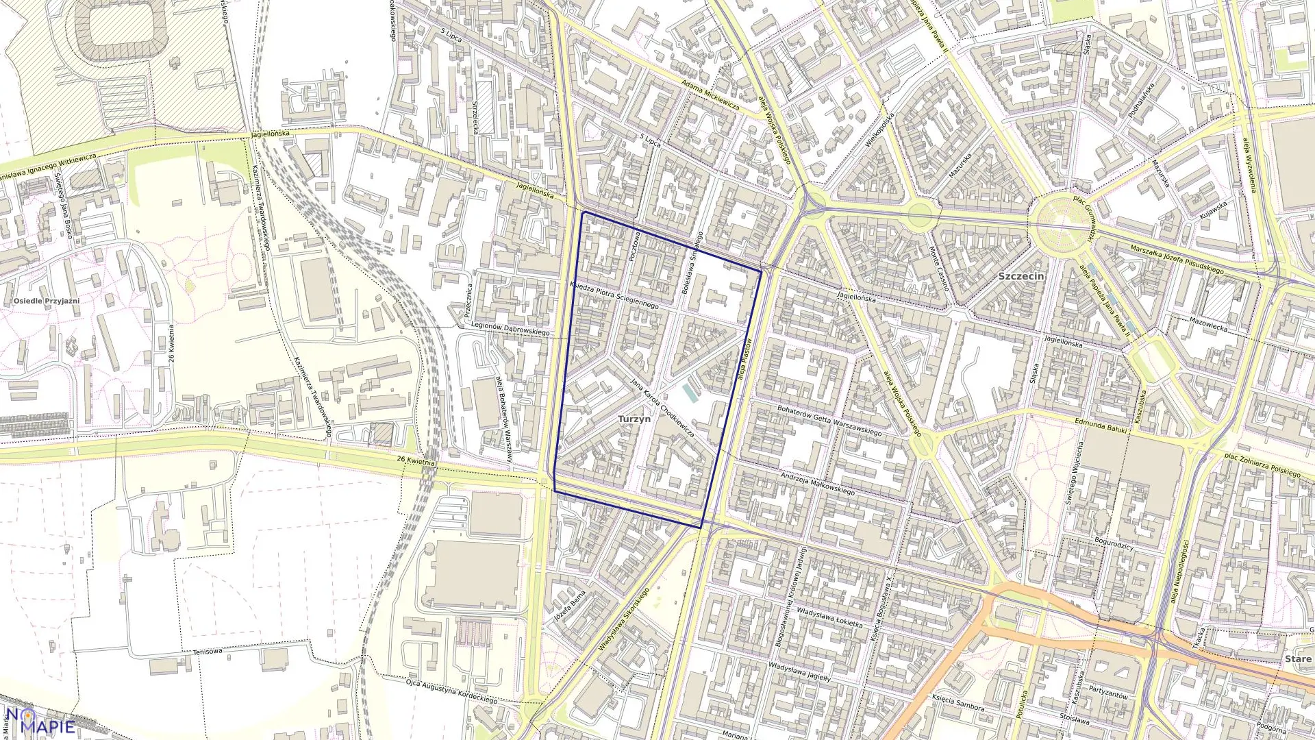 Mapa obrębu Pogodno 157 w mieście Szczecin