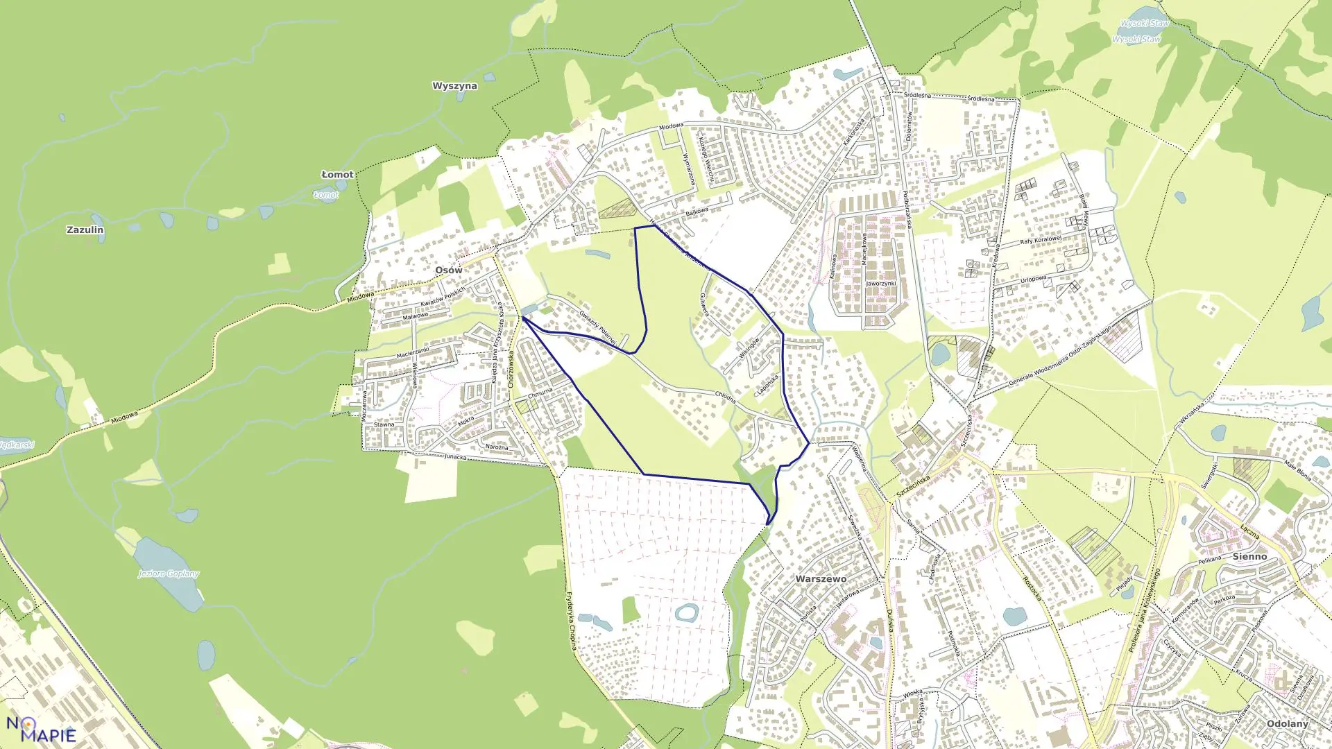 Mapa obrębu Pogodno 17 w mieście Szczecin