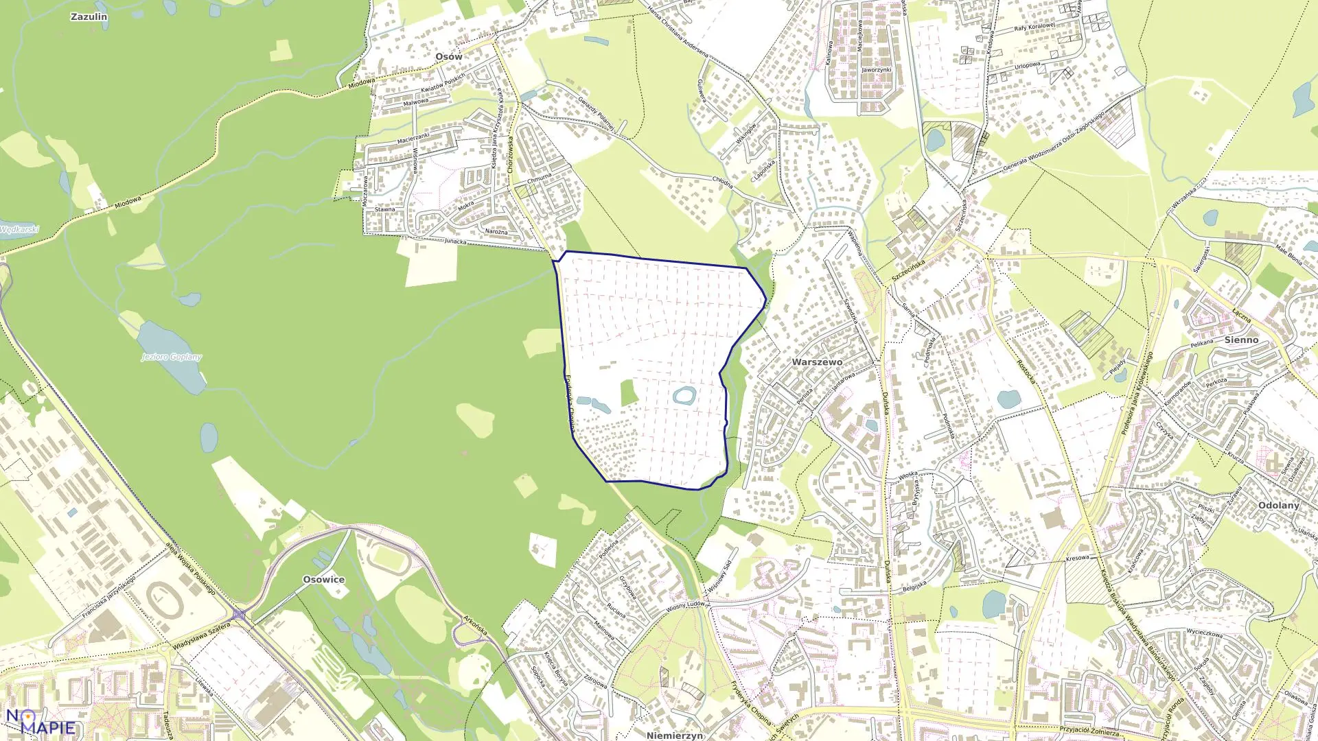 Mapa obrębu Pogodno 25 w mieście Szczecin