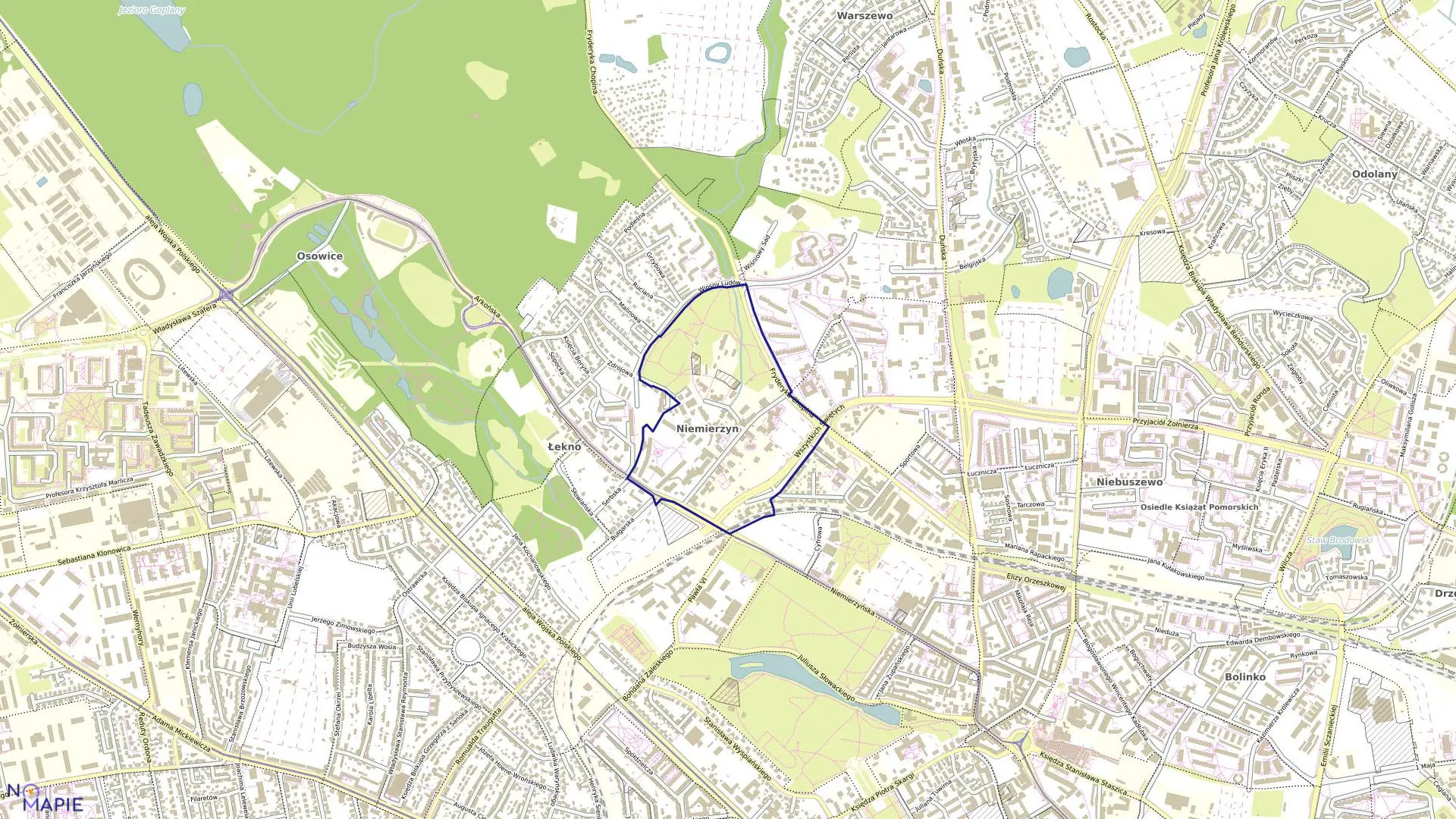 Mapa obrębu Pogodno 36 w mieście Szczecin