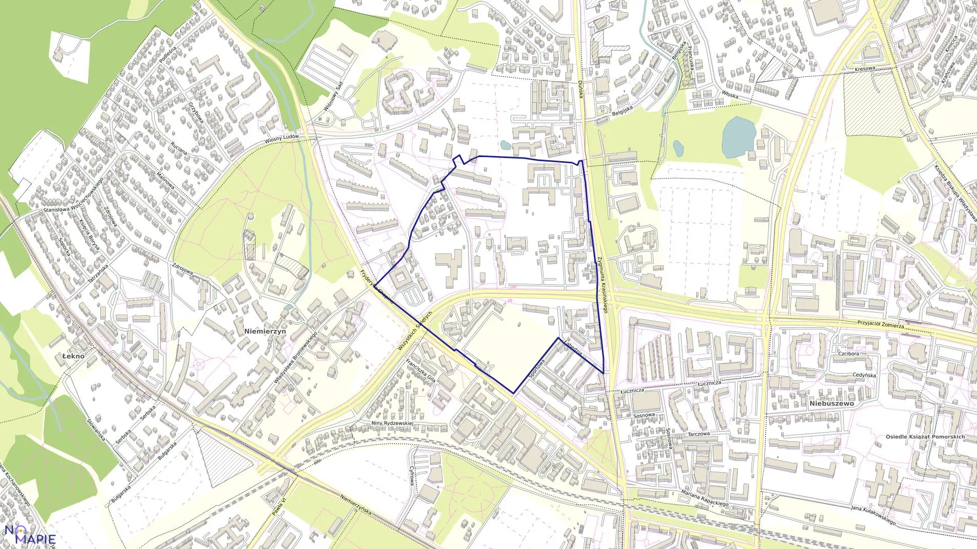 Mapa obrębu Pogodno 38 w mieście Szczecin