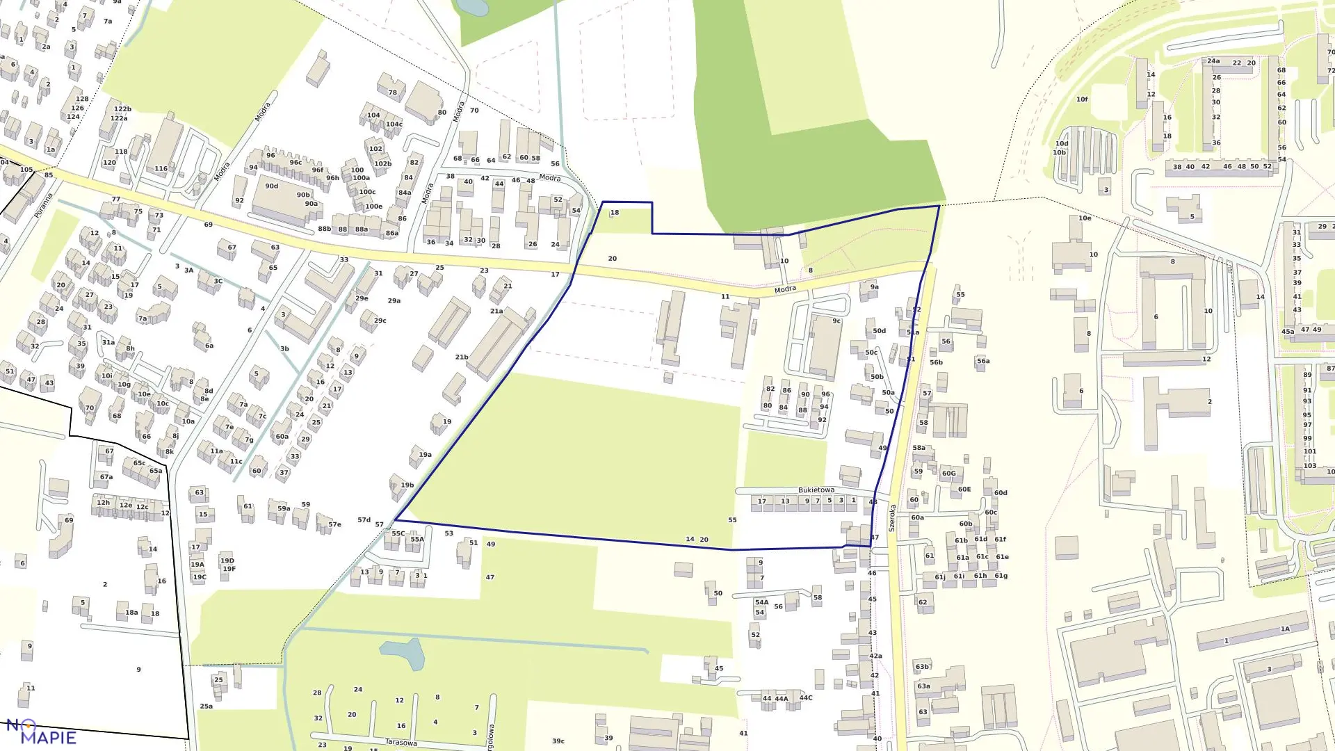 Mapa obrębu Pogodno 45 w mieście Szczecin