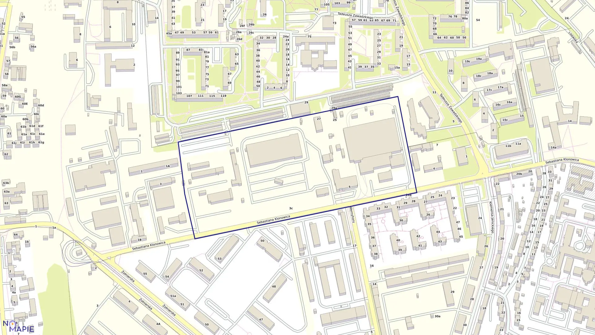 Mapa obrębu Pogodno 58 w mieście Szczecin