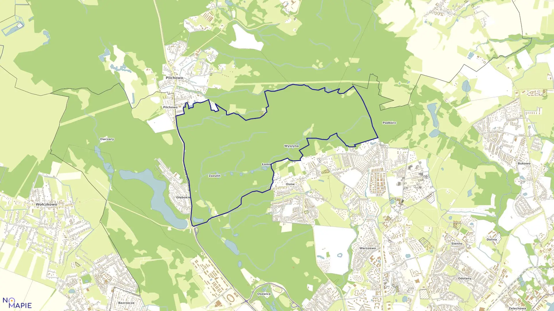 Mapa obrębu Pogodno 7 w mieście Szczecin