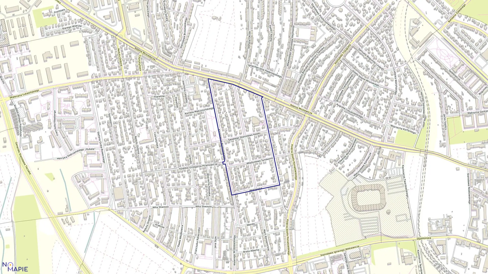 Mapa obrębu Pogodno 77 w mieście Szczecin