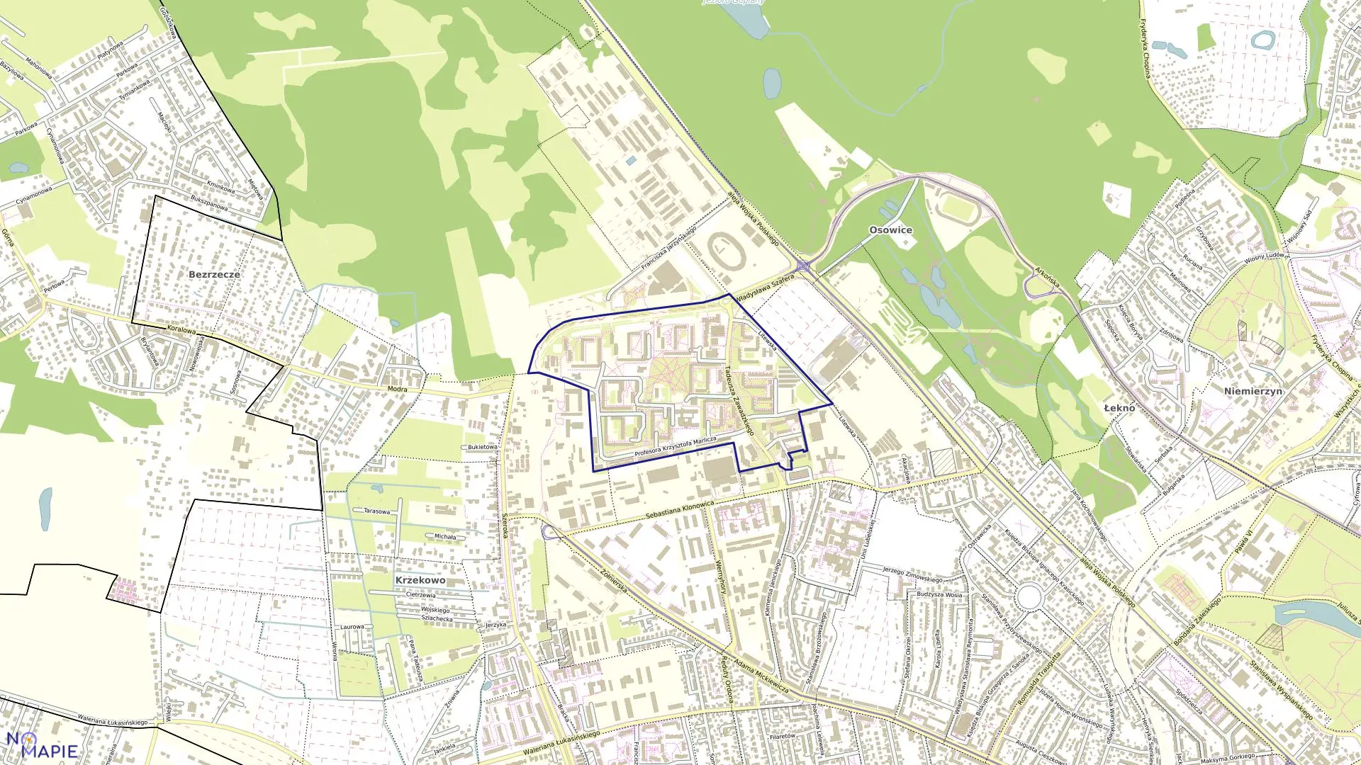 Mapa obrębu Pogodno 8 w mieście Szczecin