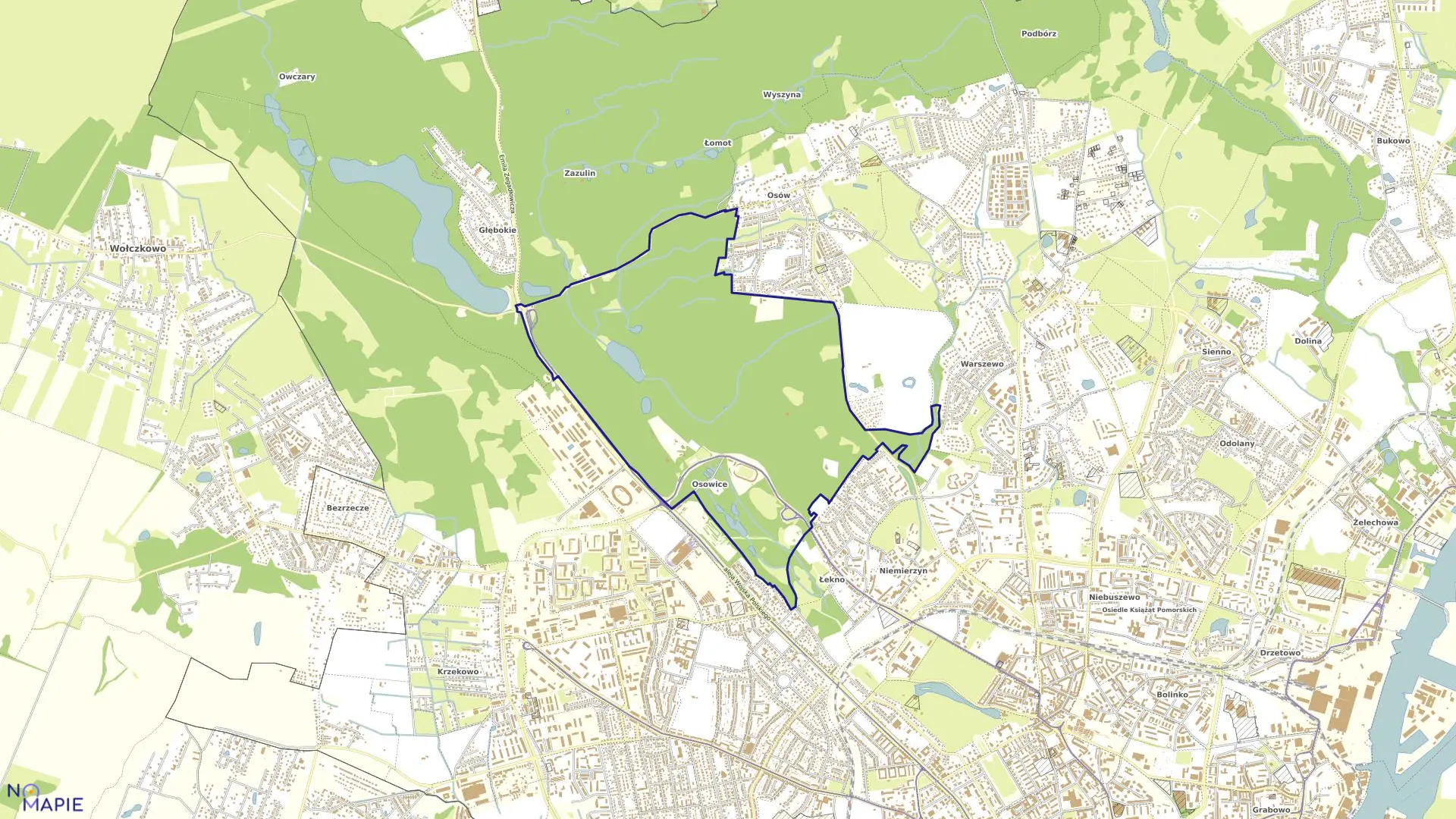 Mapa obrębu Pogodno 9 w mieście Szczecin