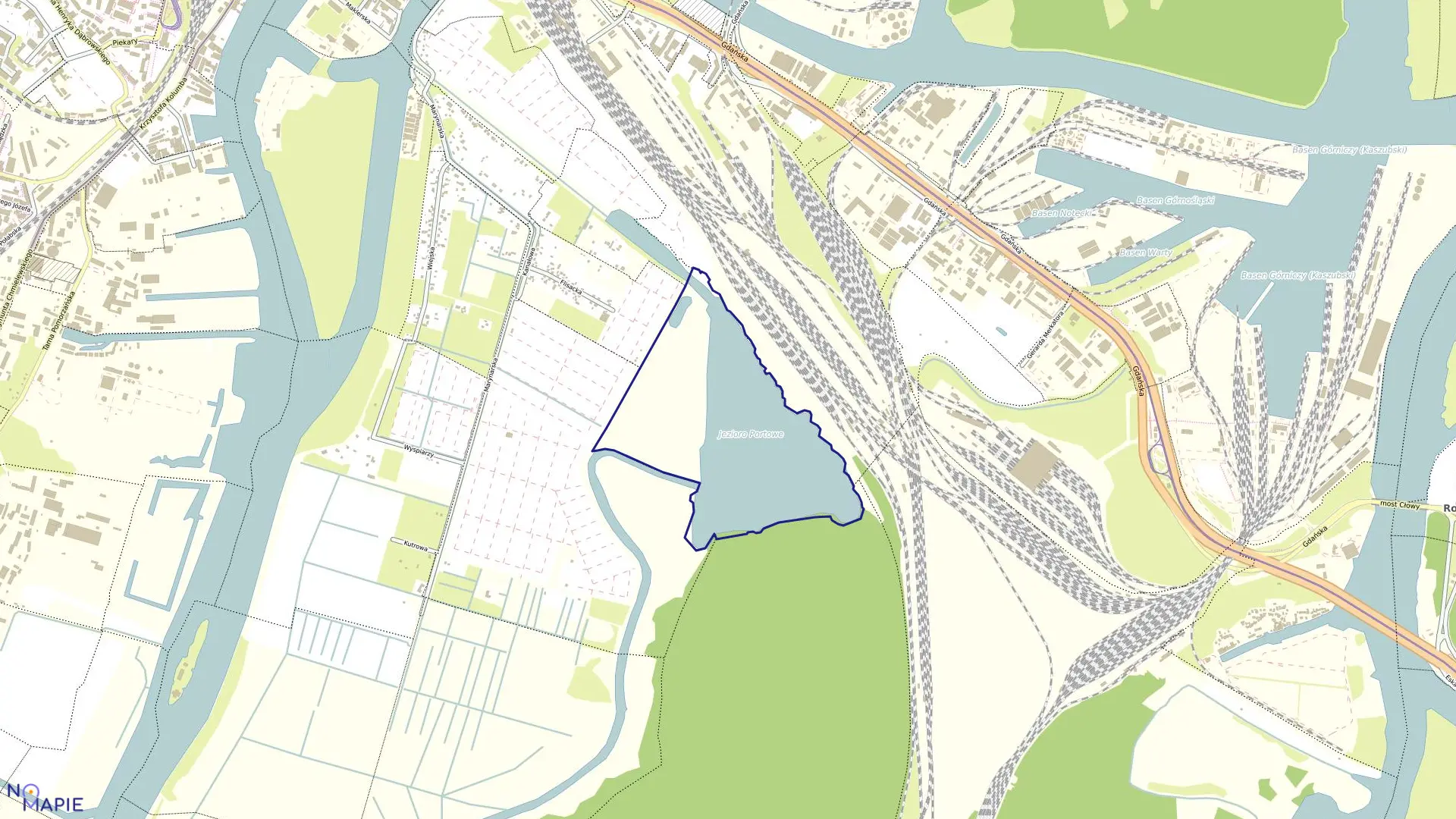 Mapa obrębu Śródmieście 105 w mieście Szczecin