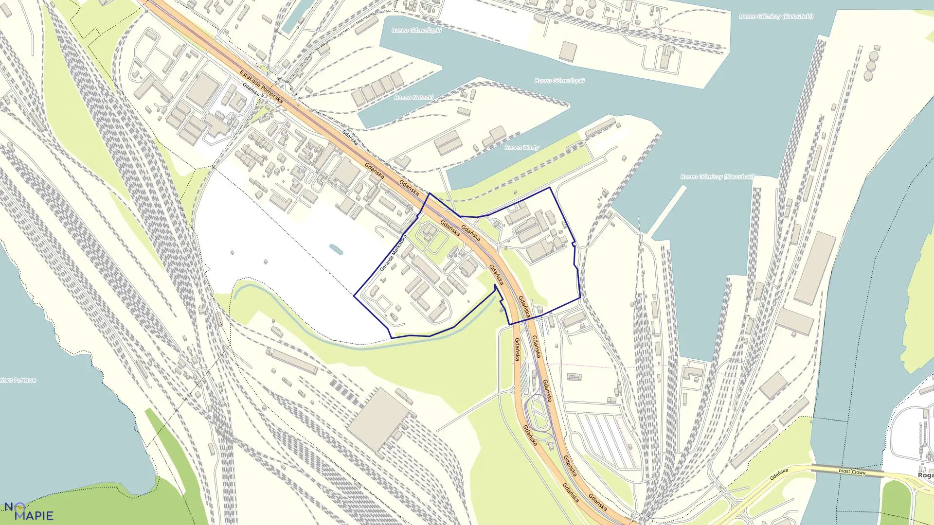 Mapa obrębu Śródmieście 107 w mieście Szczecin