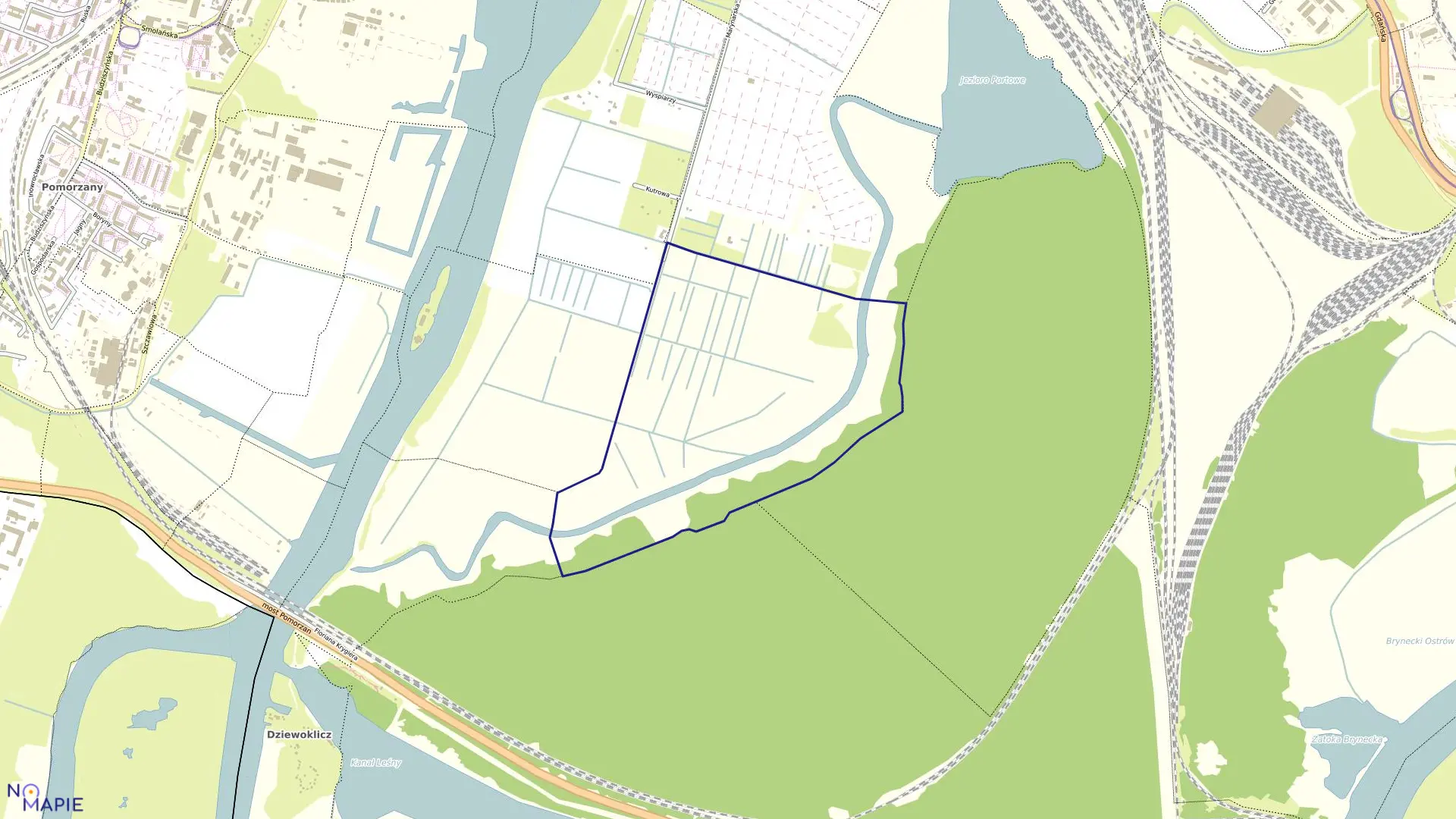 Mapa obrębu Śródmieście 110 w mieście Szczecin