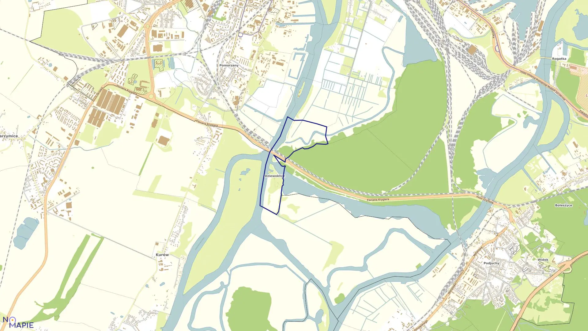 Mapa obrębu Śródmieście 112 w mieście Szczecin