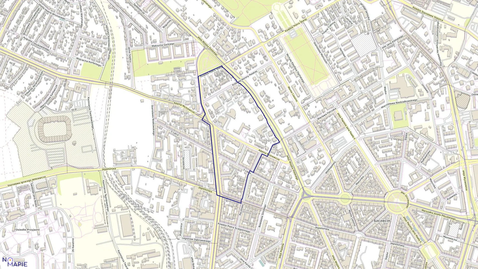 Mapa obrębu Śródmieście 23 w mieście Szczecin