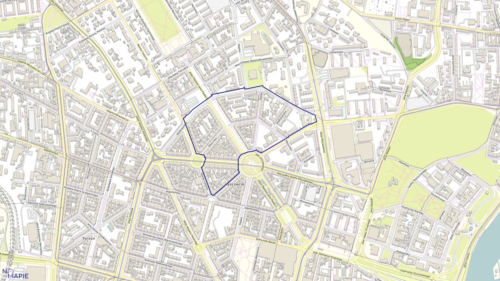 Mapa obrębu Śródmieście 25 w mieście Szczecin