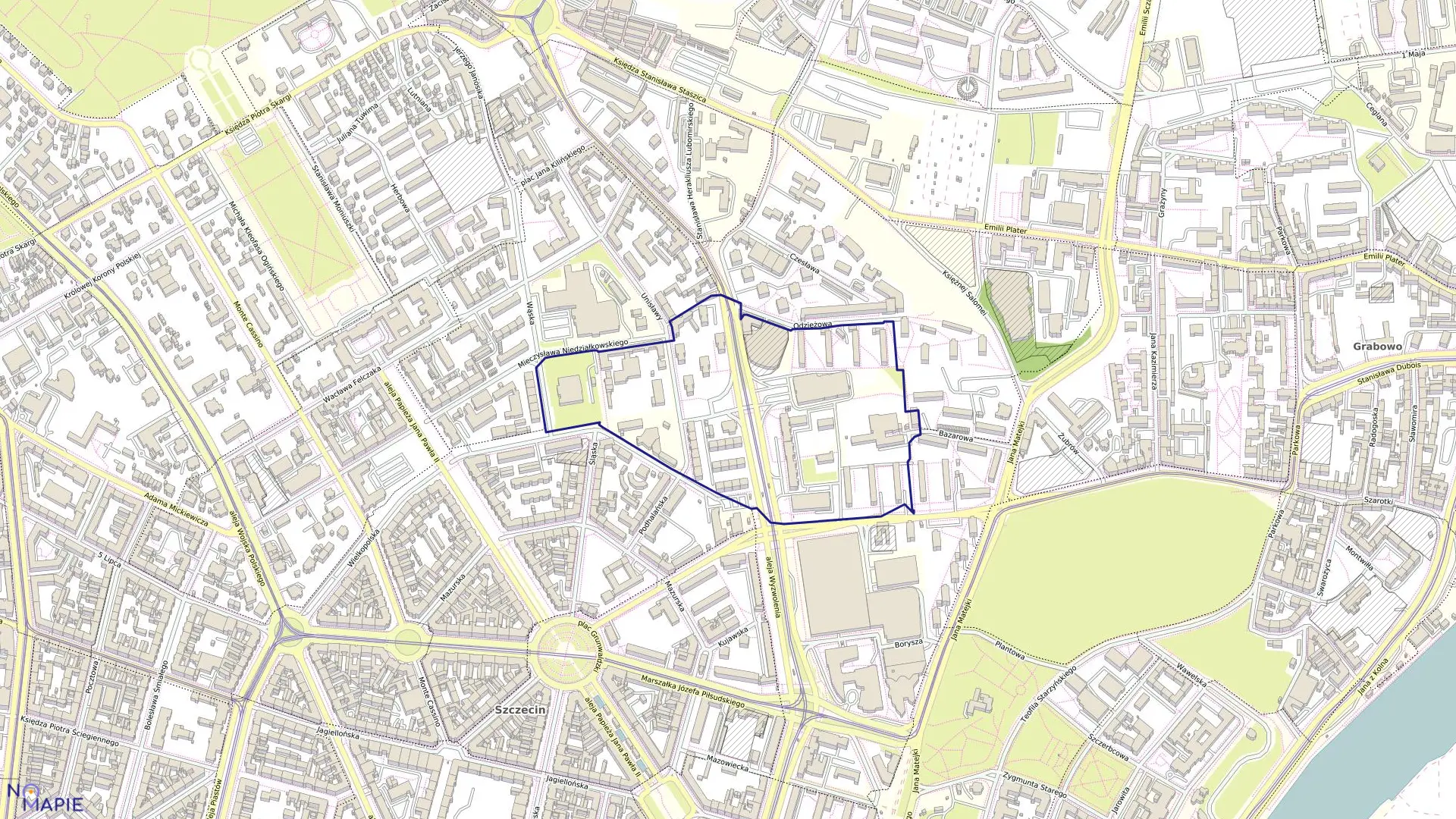 Mapa obrębu Śródmieście 26 w mieście Szczecin