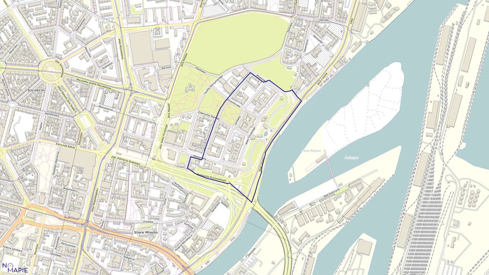 Mapa obrębu Śródmieście 29 w mieście Szczecin