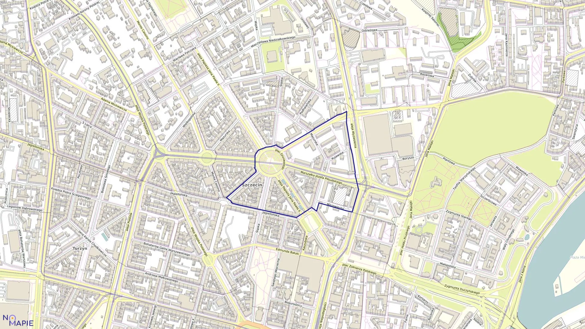 Mapa obrębu Śródmieście 32 w mieście Szczecin