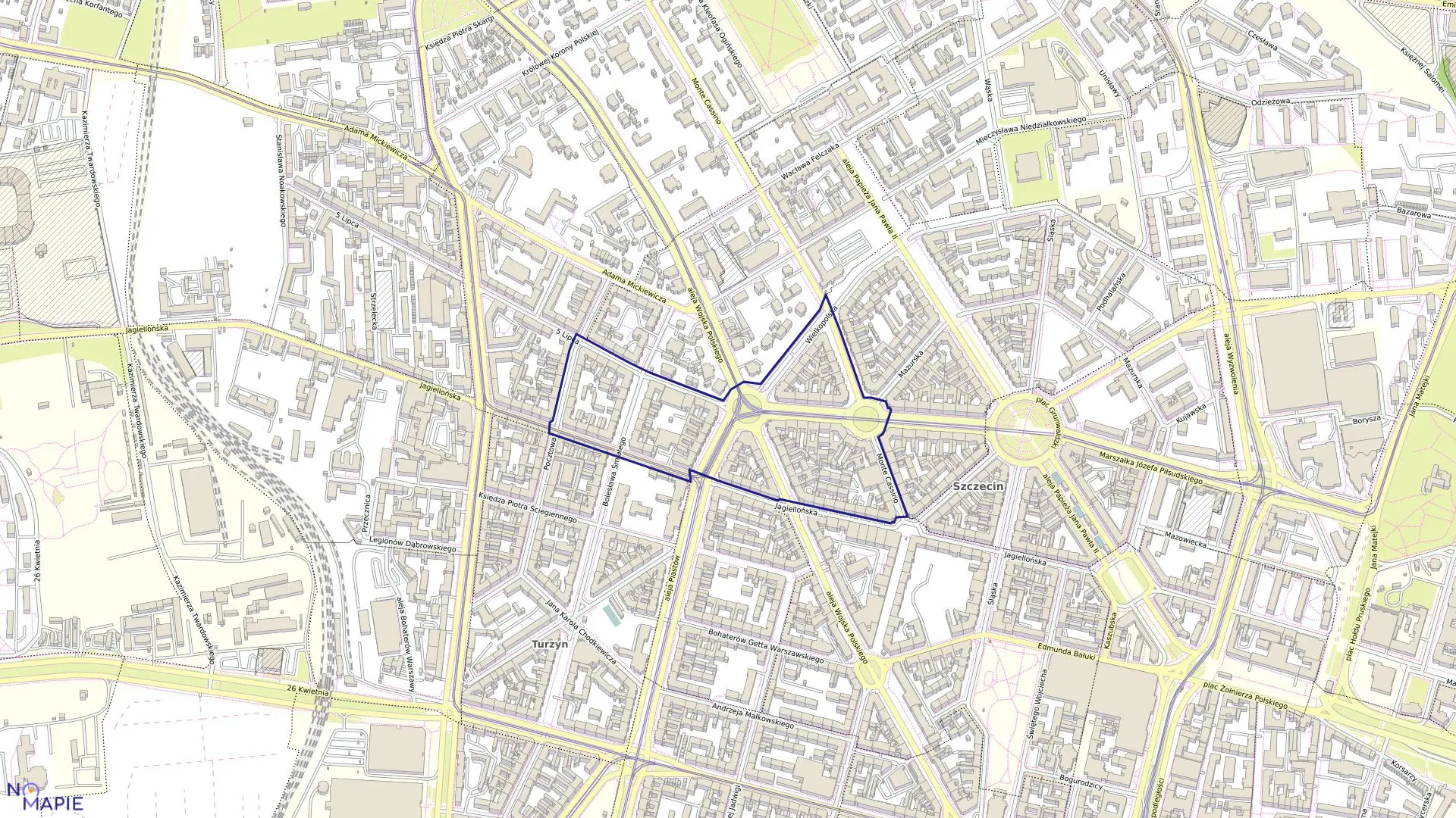 Mapa obrębu Śródmieście 33 w mieście Szczecin