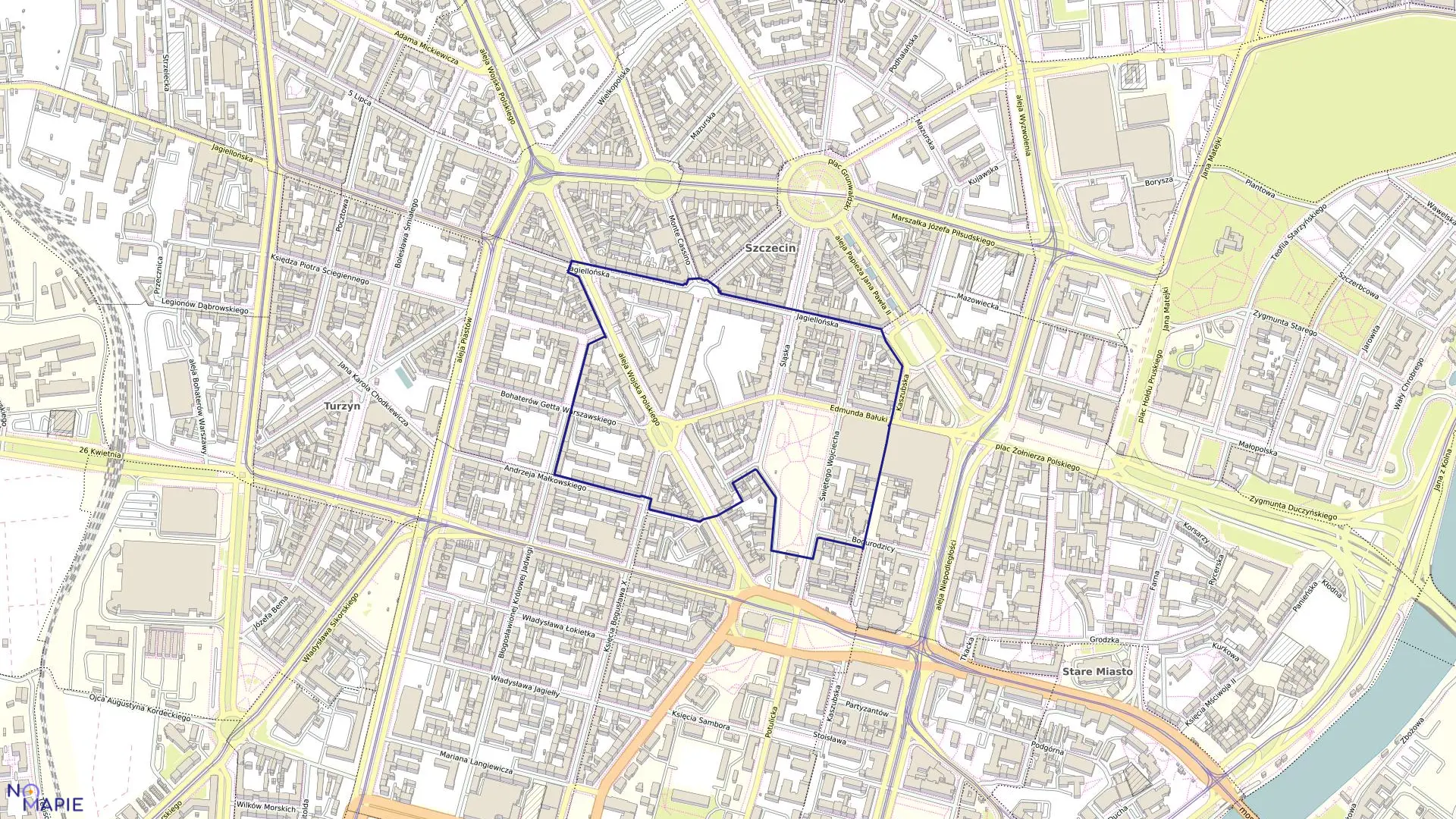 Mapa obrębu Śródmieście 35 w mieście Szczecin