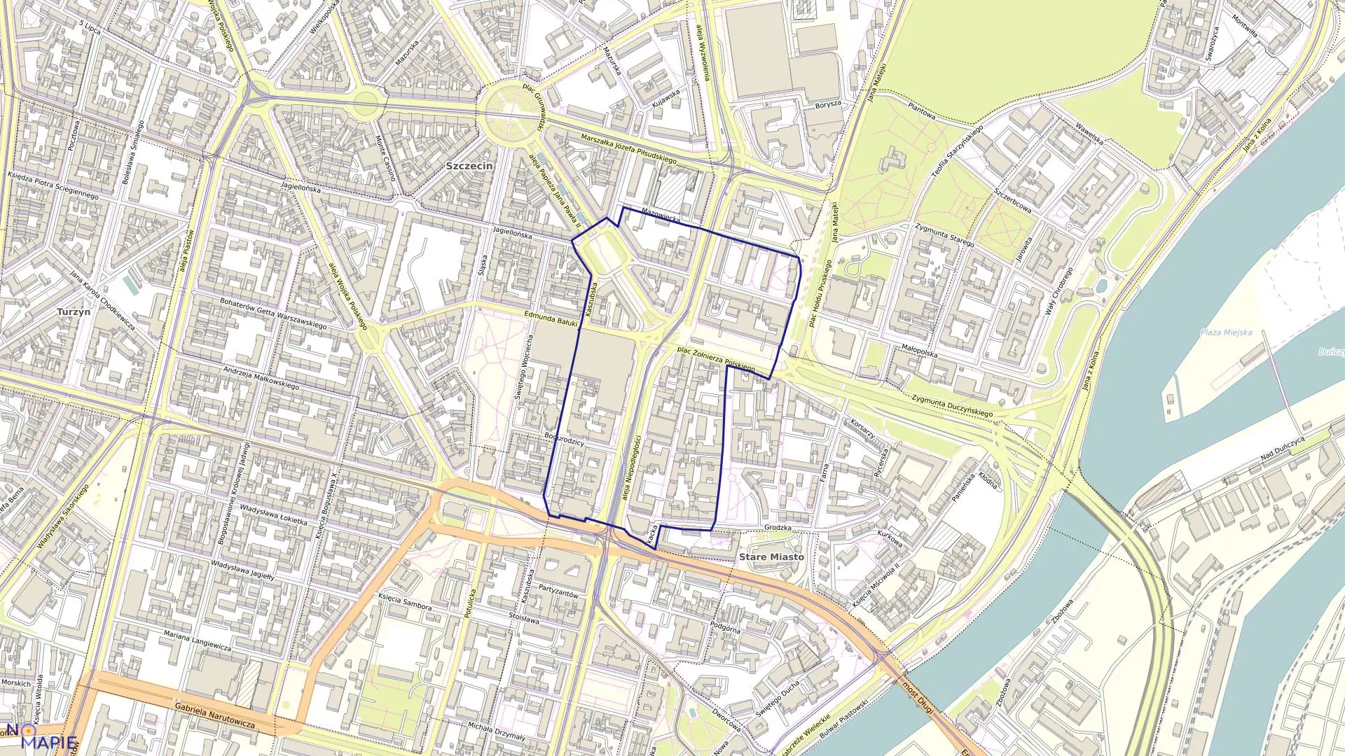 Mapa obrębu Śródmieście 36 w mieście Szczecin