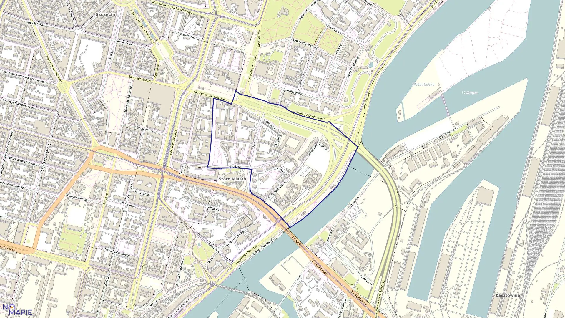 Mapa obrębu Śródmieście 37 w mieście Szczecin