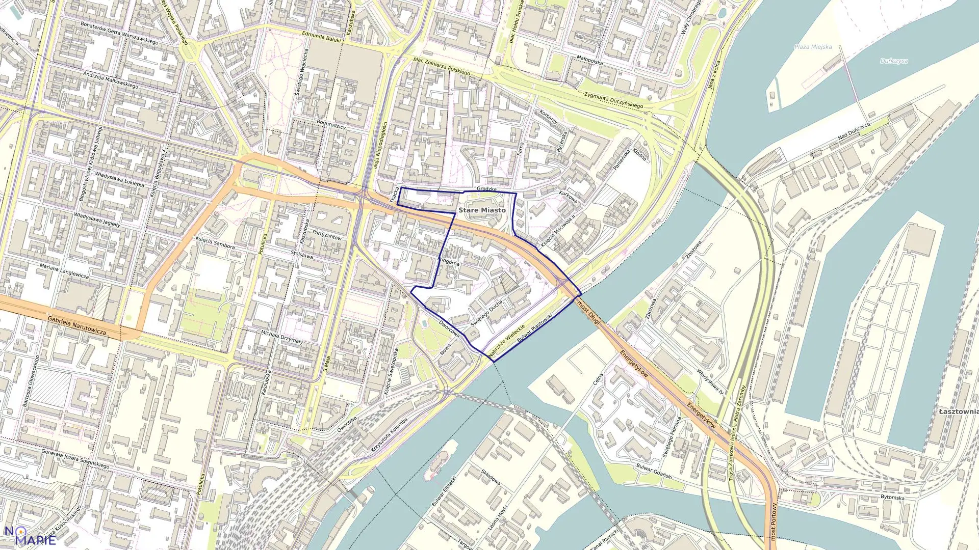 Mapa obrębu Śródmieście 38 w mieście Szczecin