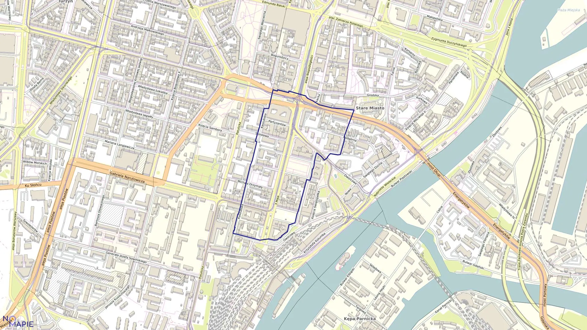 Mapa obrębu Śródmieście 40 w mieście Szczecin