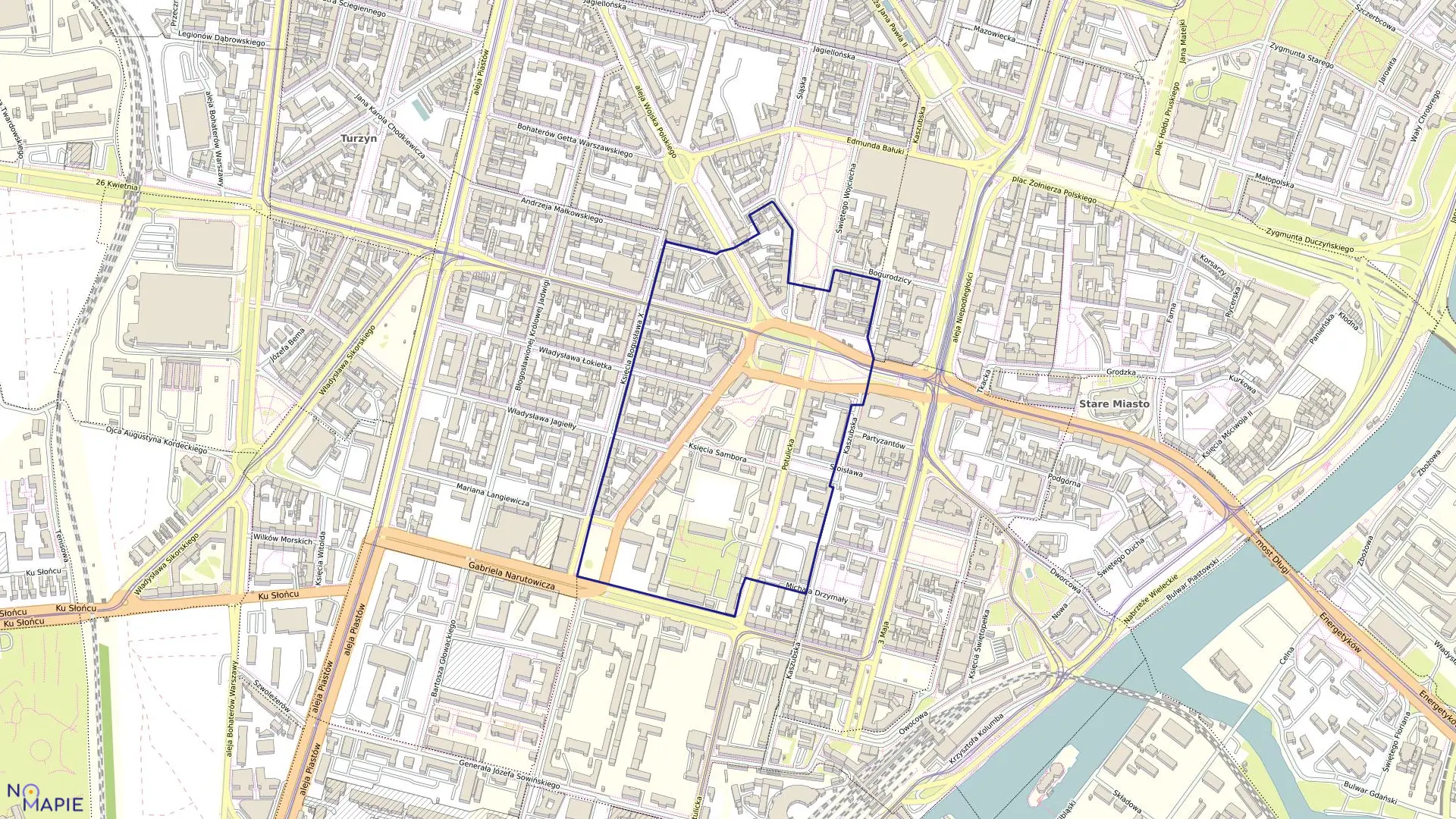 Mapa obrębu Śródmieście 41 w mieście Szczecin