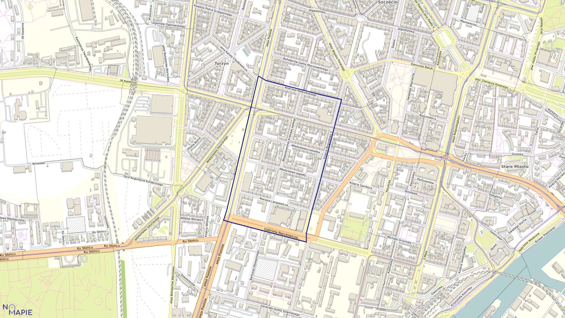 Mapa obrębu Śródmieście 42 w mieście Szczecin