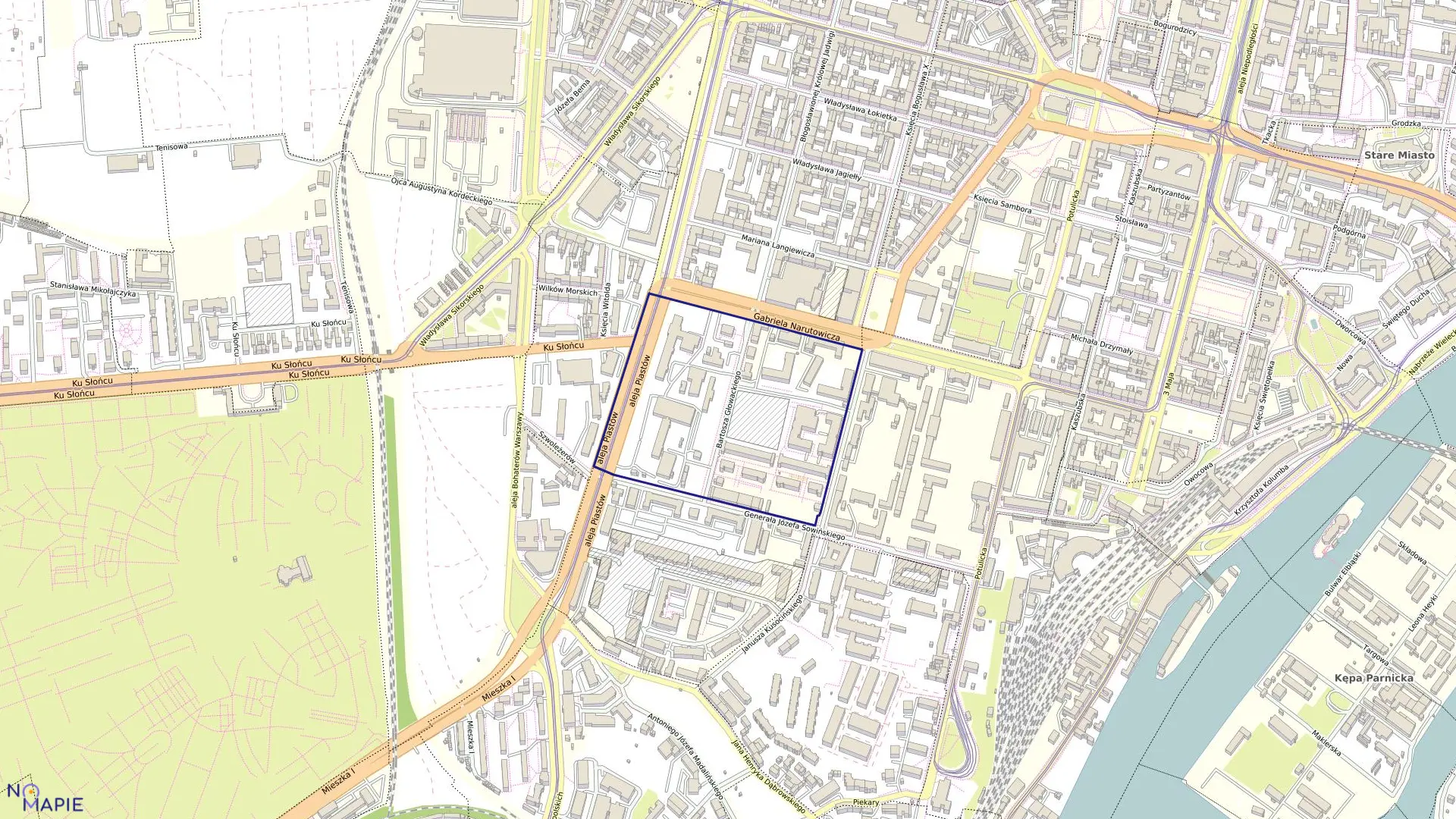 Mapa obrębu Śródmieście 45 w mieście Szczecin