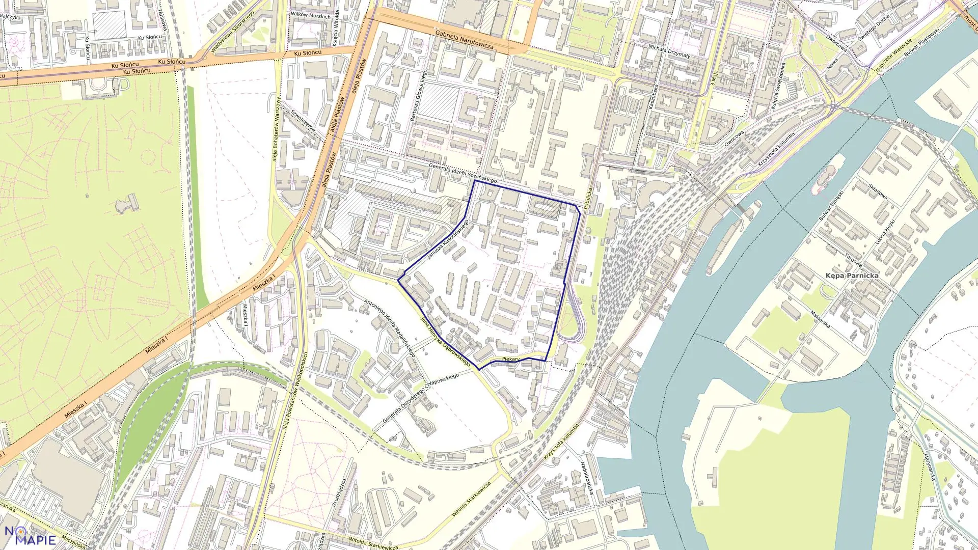 Mapa obrębu Śródmieście 48 w mieście Szczecin