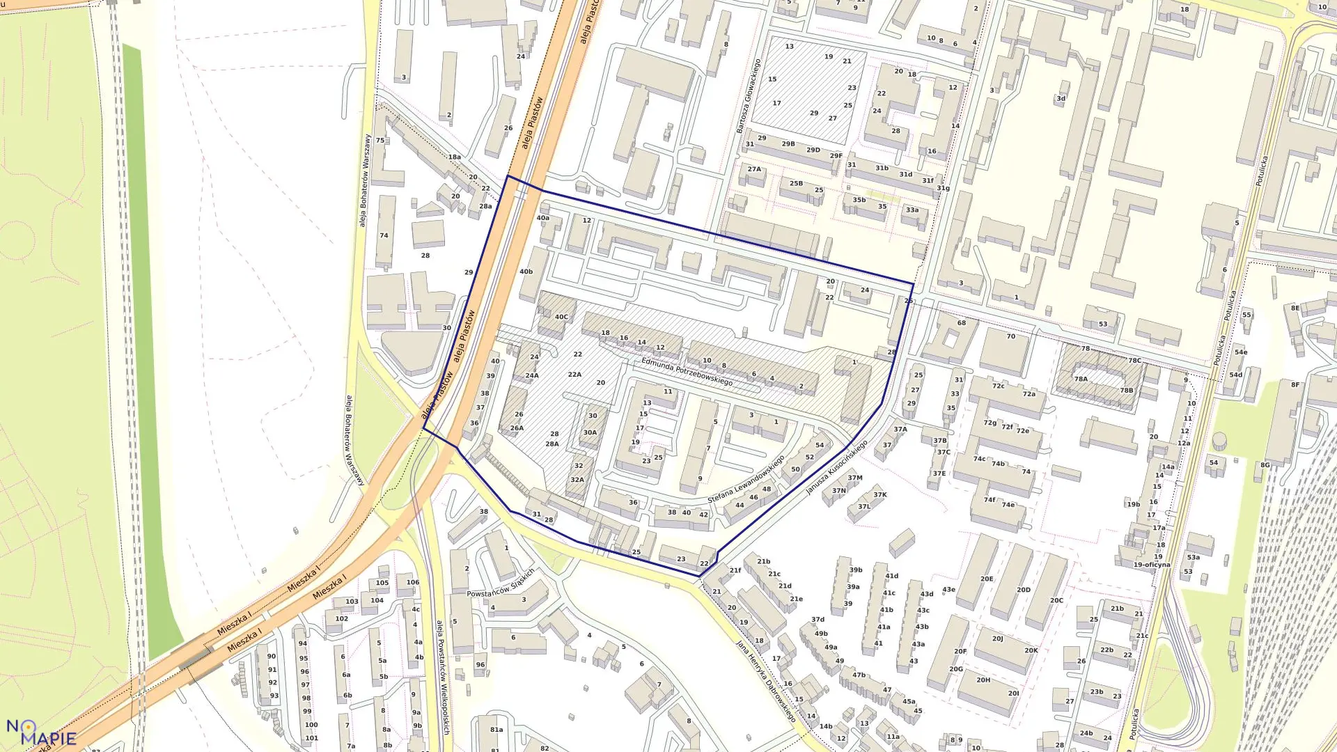 Mapa obrębu Śródmieście 49 w mieście Szczecin