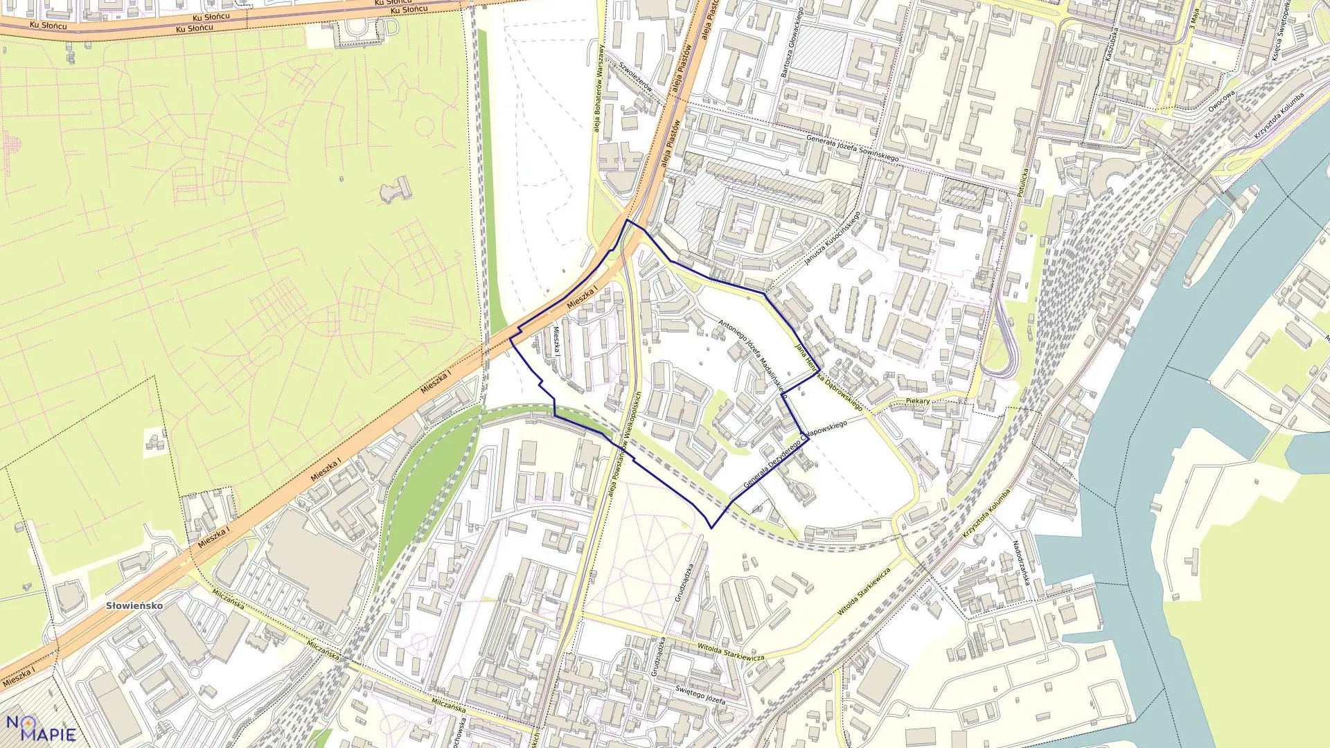 Mapa obrębu Śródmieście 50 w mieście Szczecin