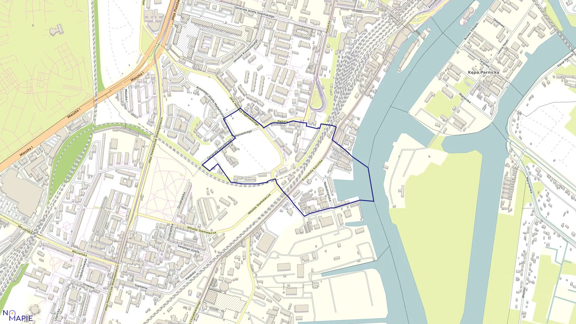 Mapa obrębu Śródmieście 51 w mieście Szczecin