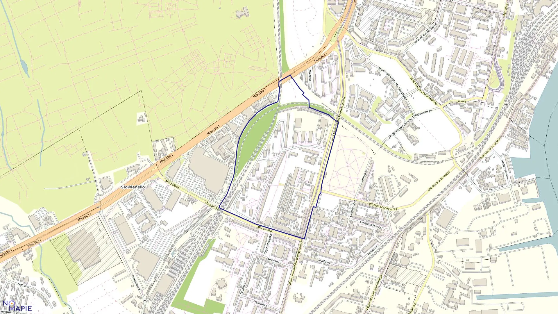 Mapa obrębu Śródmieście 54 w mieście Szczecin