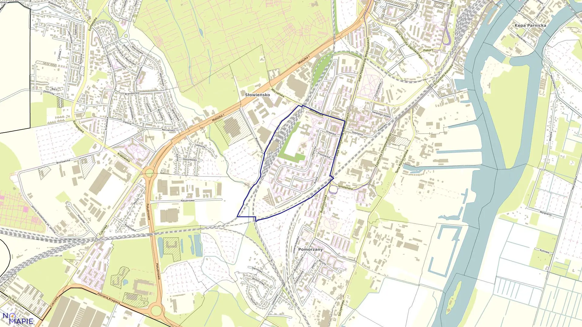 Mapa obrębu Śródmieście 56 w mieście Szczecin